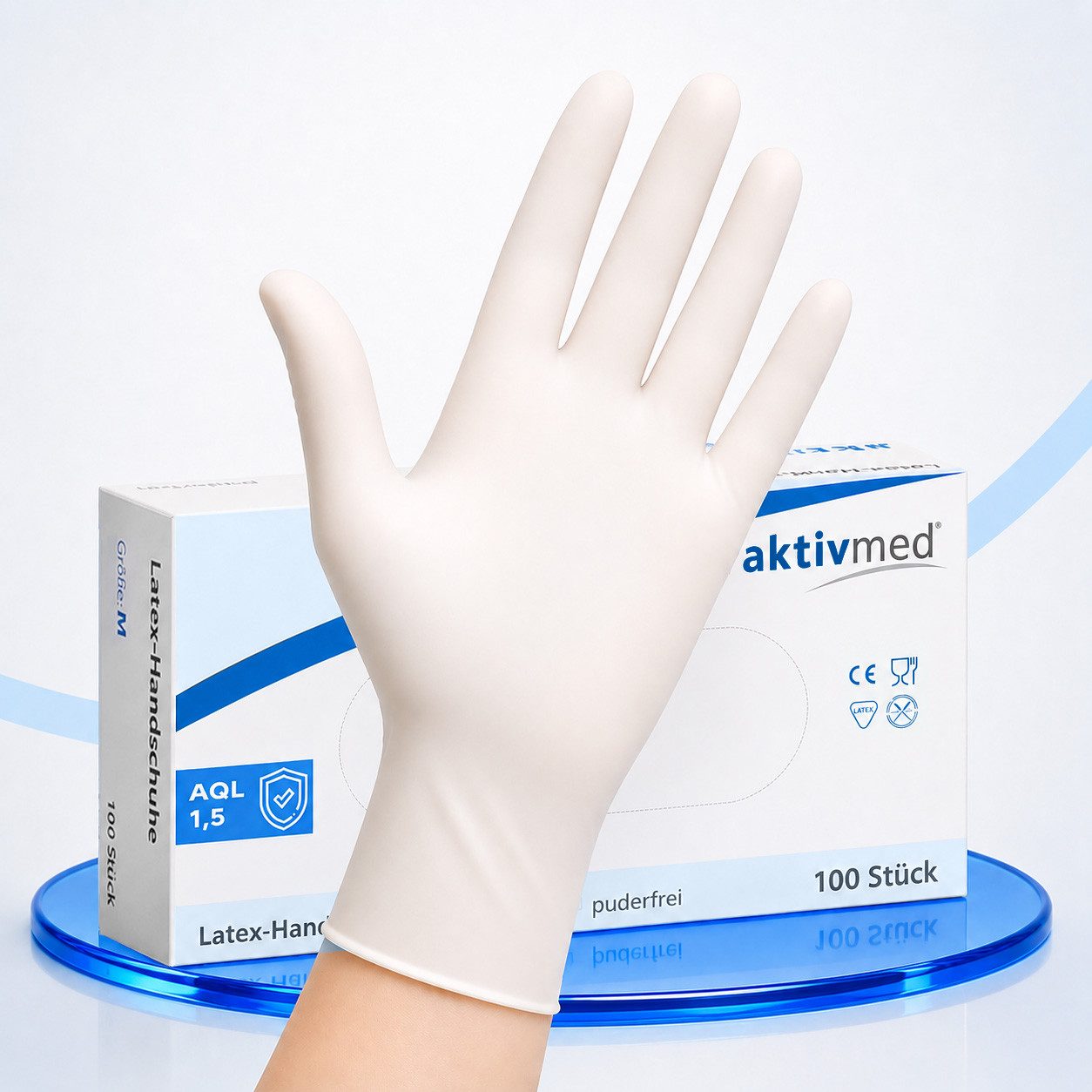 GlucoCheck Latexhandschuhe aktivmed Einweghandschuhe weiß, Gr. S, 100 Stück