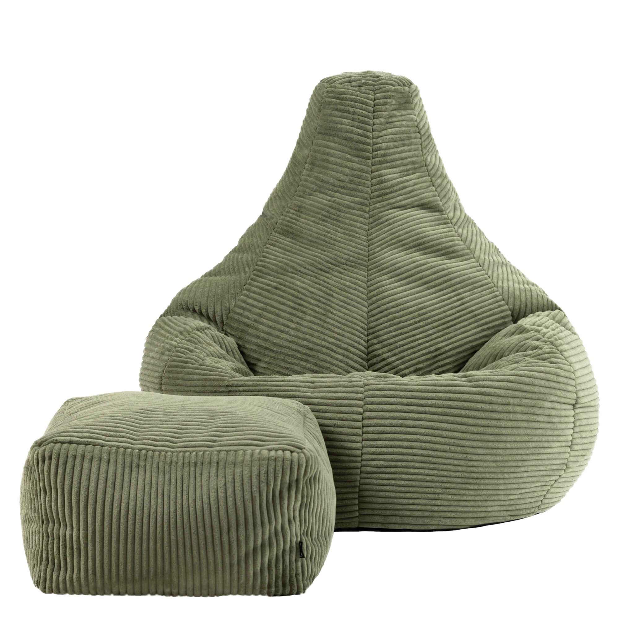 icon Sitzsack Sessel mit Rückenlehne aus Cord „Dalton“ mit Hocker (Spar-Set, 1 x Sitzsack, 1 x Fußhocker), Sitzsack XXL, Gaming Sitzsack, Made in Germany, Erwac – Bild 4 von 5