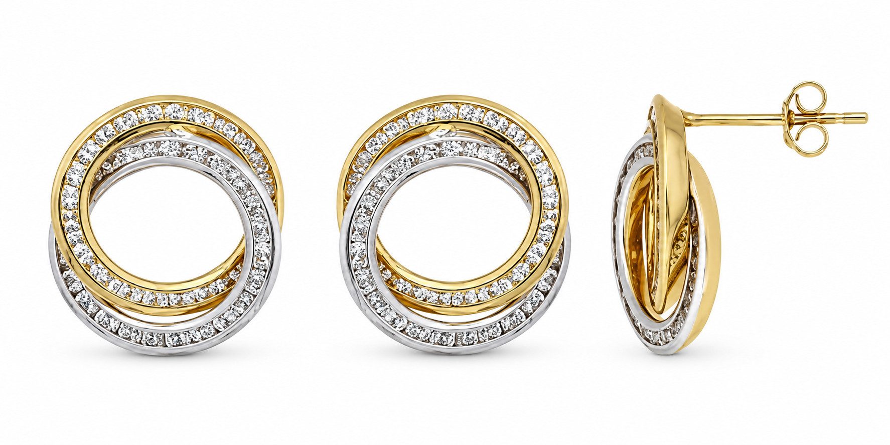 Sternvoll Ohrring-Set 925 Silber 14K Vergoldet mit Zirkonia, Kreis Ohrstecker Damen