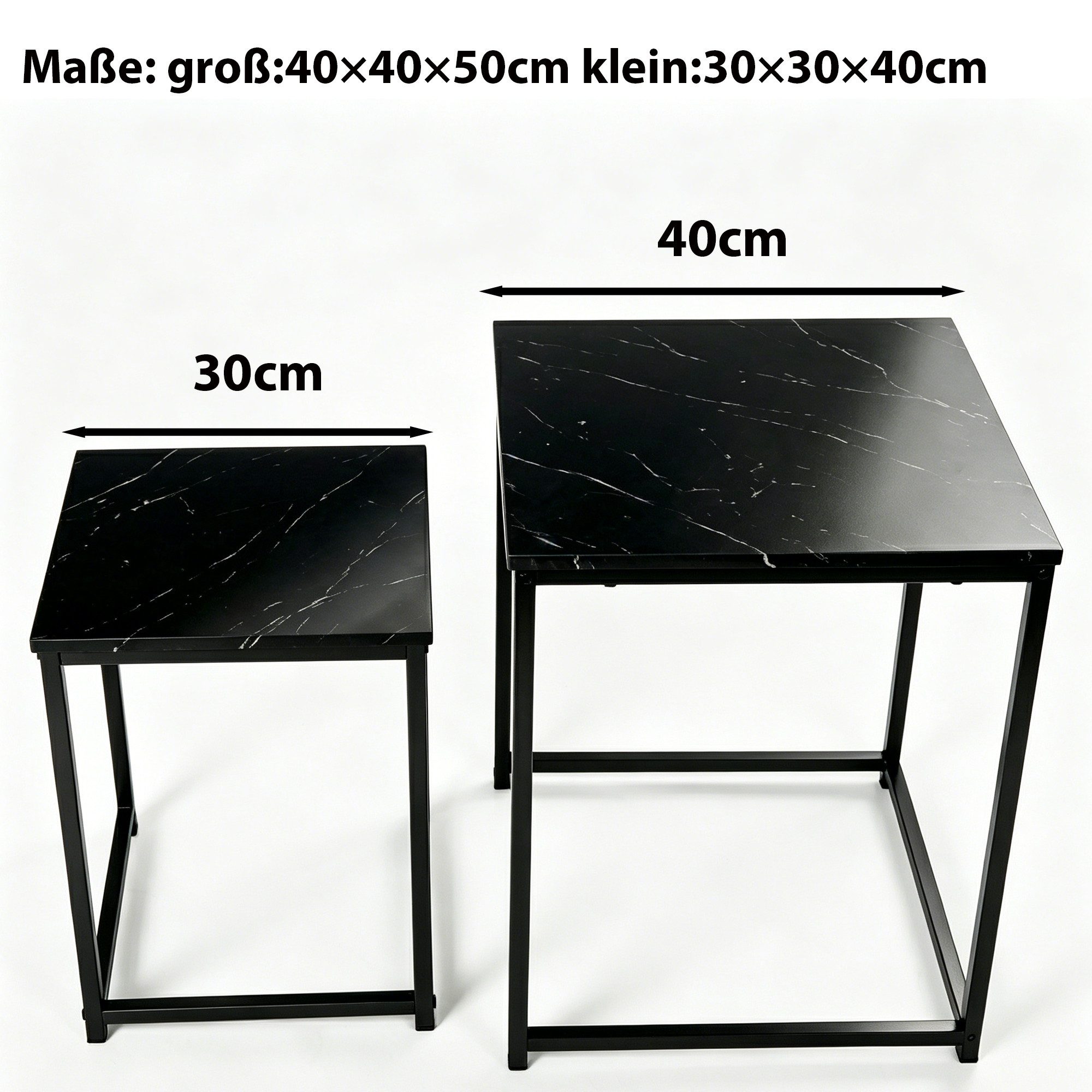 BIGTREE Couchtisch 2er Set Wohnzimmertisch Set Quadratisch Wohnzimmer Tisch (Set, 2er Set), Maße: groß:40×40×50cm klein:30×30×40cm