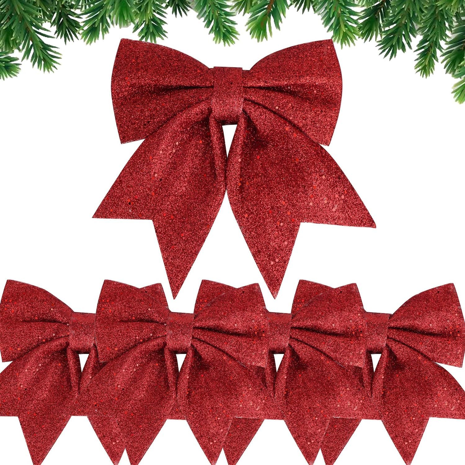 Bomiclss Weihnachtsbaumschleife Weihnachtsbaum Schleifen Set, Weihnachtsdekorations Schleifen (5-tlg), Weihnachtliche Schleifen-Dekorationsanhänger