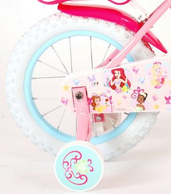 TPFSports Kinderfahrrad Disney Princess 14 Zoll mit Rücktritt + Handbremse, 1 Gang, (Mädchen Fahrrad - Rutschfeste Sicherheitsgriffe), Kinder Fahrrad 14 Zoll mit Stützräder Laufrad Mädchen Kinderrad