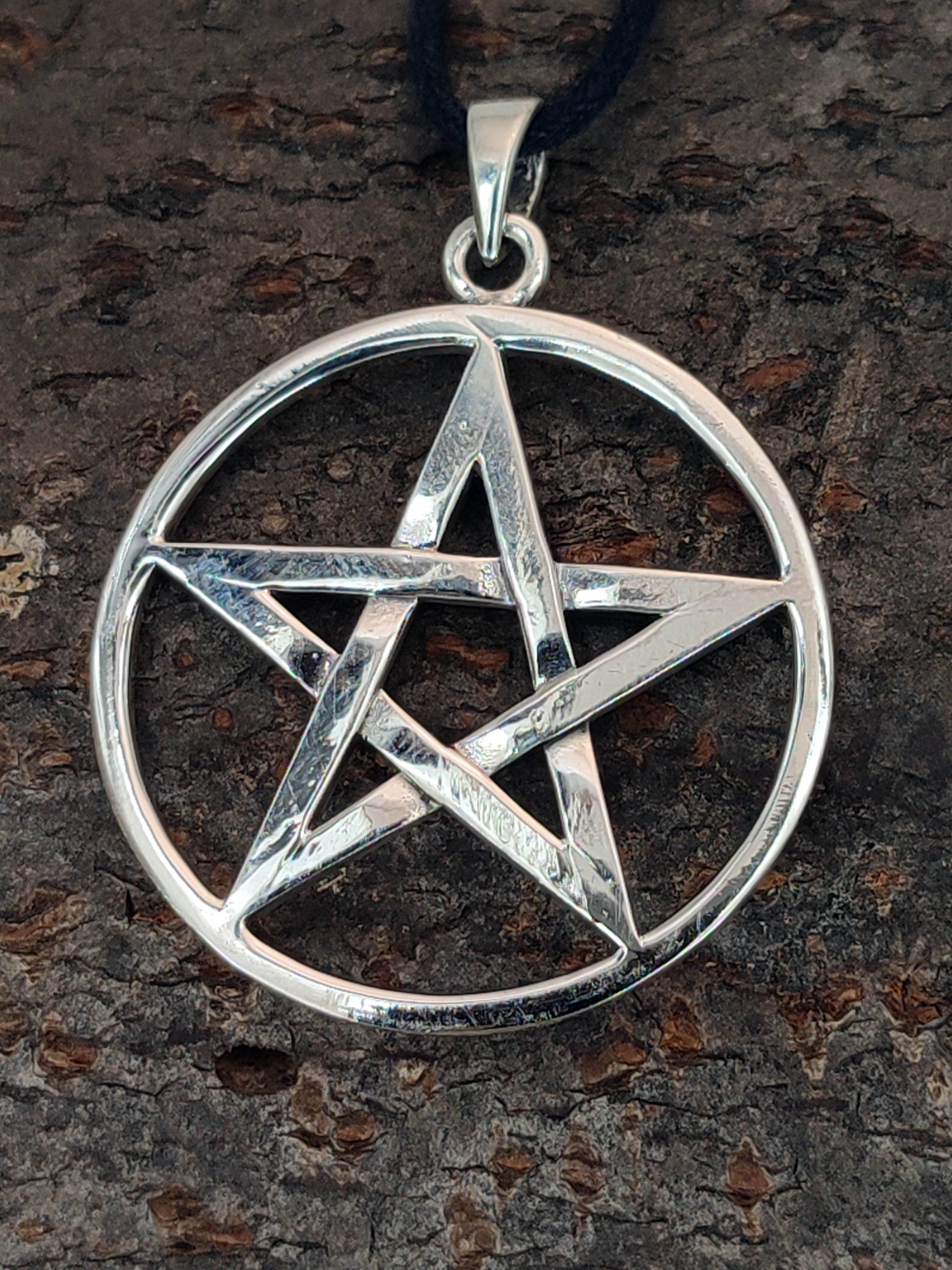 of Magie Silber Ring Zauber Leather Großer Kettenanhänger Kiss Amulett Anhänger 925 Schutz Pentagramm