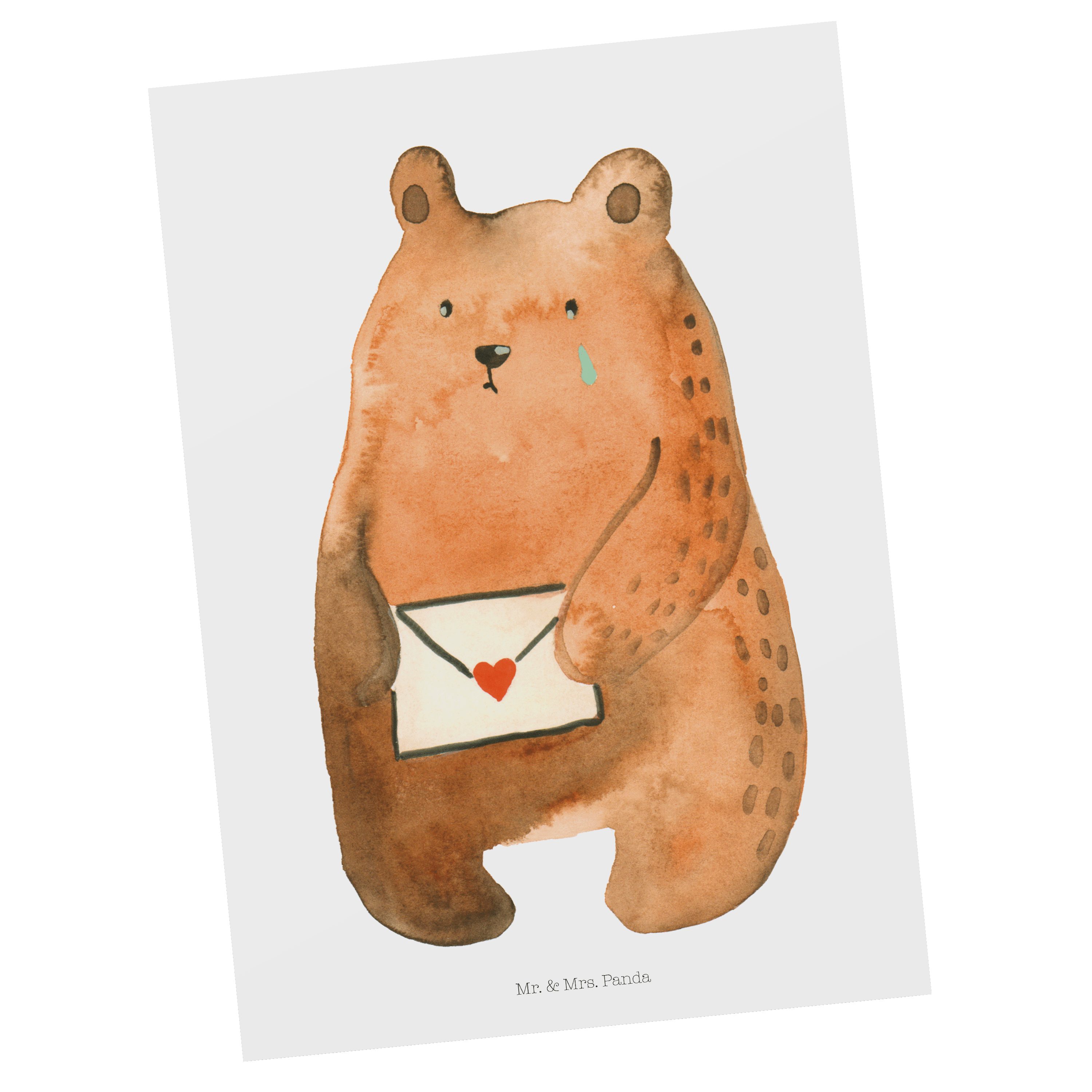 Geschenk, - & Mr. - Panda Mrs. Postkarte Weiß vermisse dich Freund, Ich Bär Verreist Einladung,
