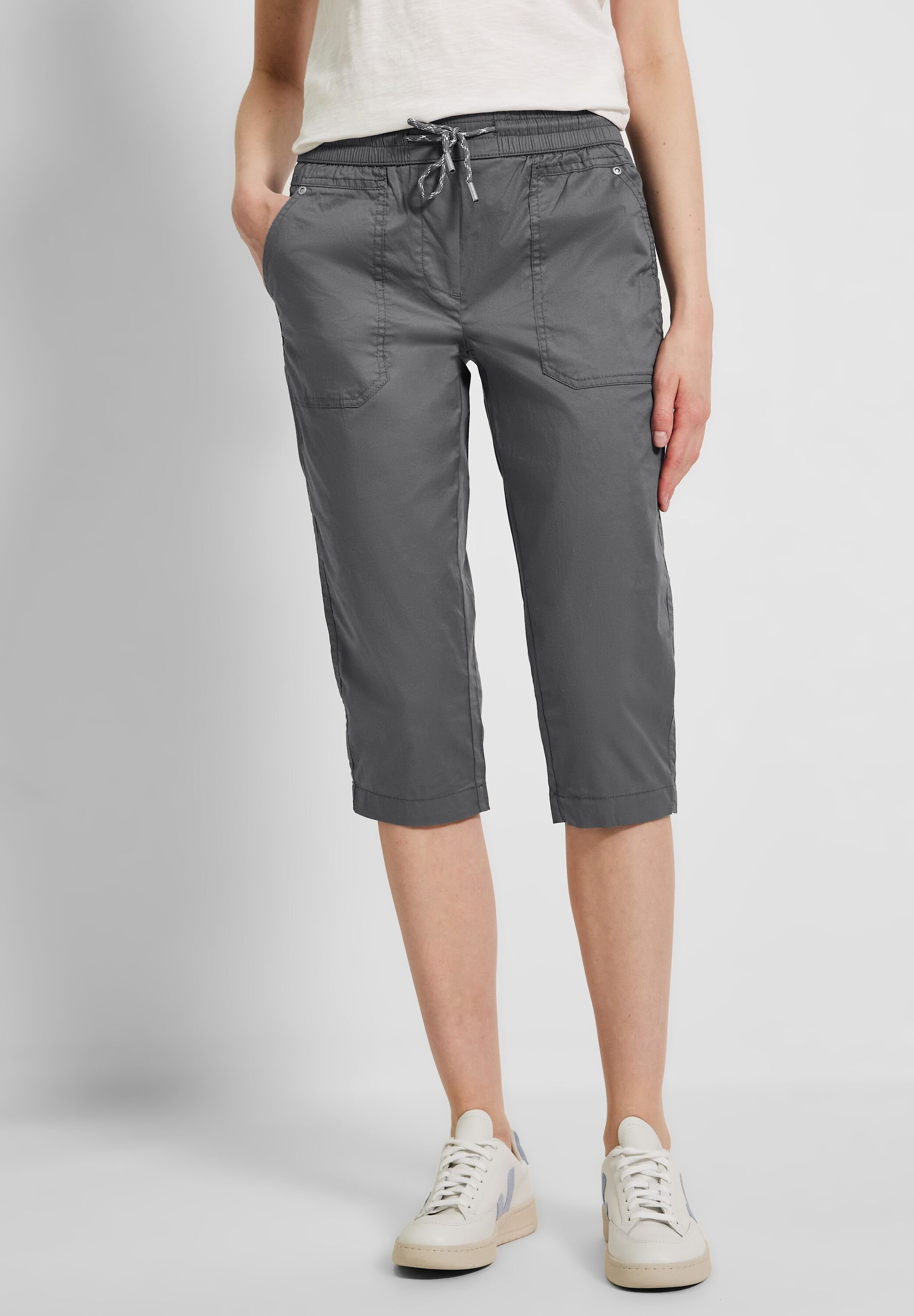 Cecil 3/4-Hose Elastikbund mit Tunnelzug graphit light grey | Stoffhosen