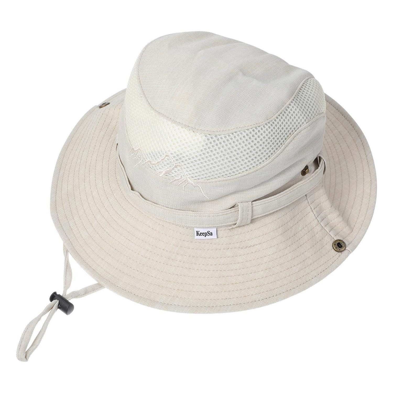 LuxusKollektion Sonnenhut Sommerhut Herren Fischerhut Safari Baumwolle UV 58-61 #B32 Khaki