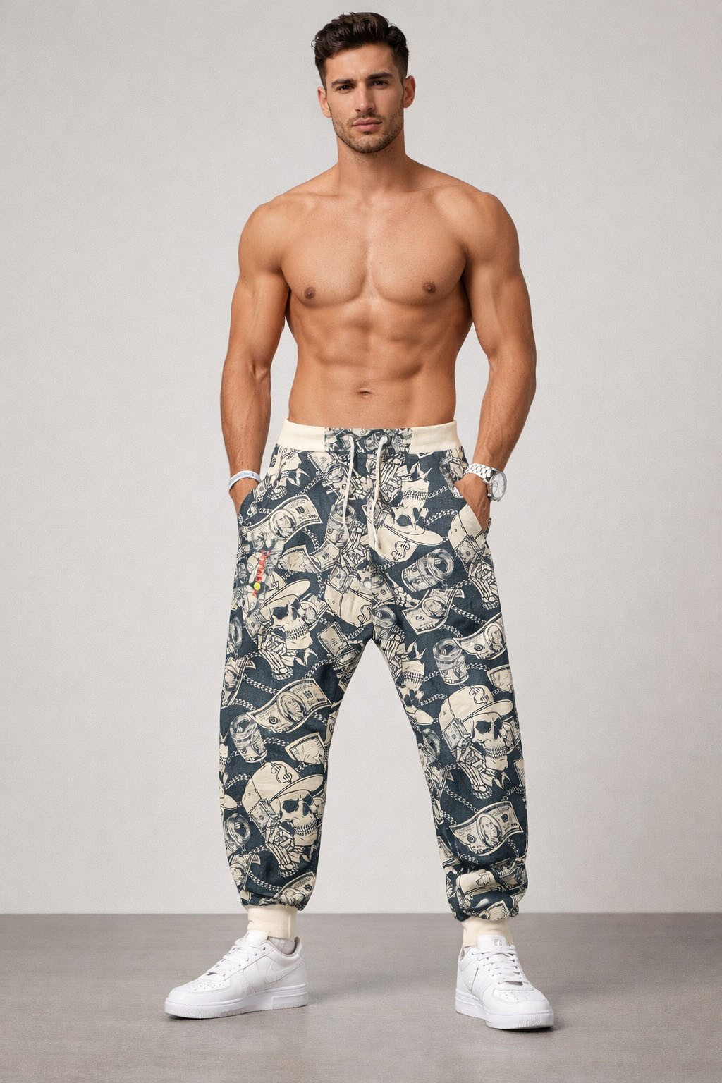 Mosranic Jogginghose Herren Baggy Yoga Hose "Skull Dollar" Trainingshose Fi günstig online kaufen