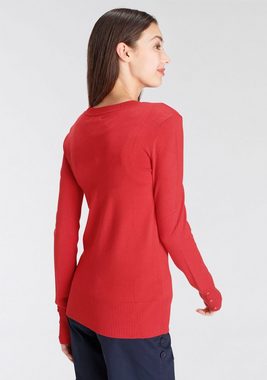 DELMAO V-Ausschnitt-Pullover mit kleinem Logodruck auf der Brust - NEUE MARKE!