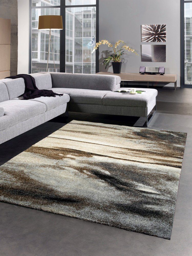 Teppich Designer Teppich Wohnzimmerteppich Kurzflor Teppich Natur Optik braun grau, Carpetia, rechteckig, Höhe: 18 mm
