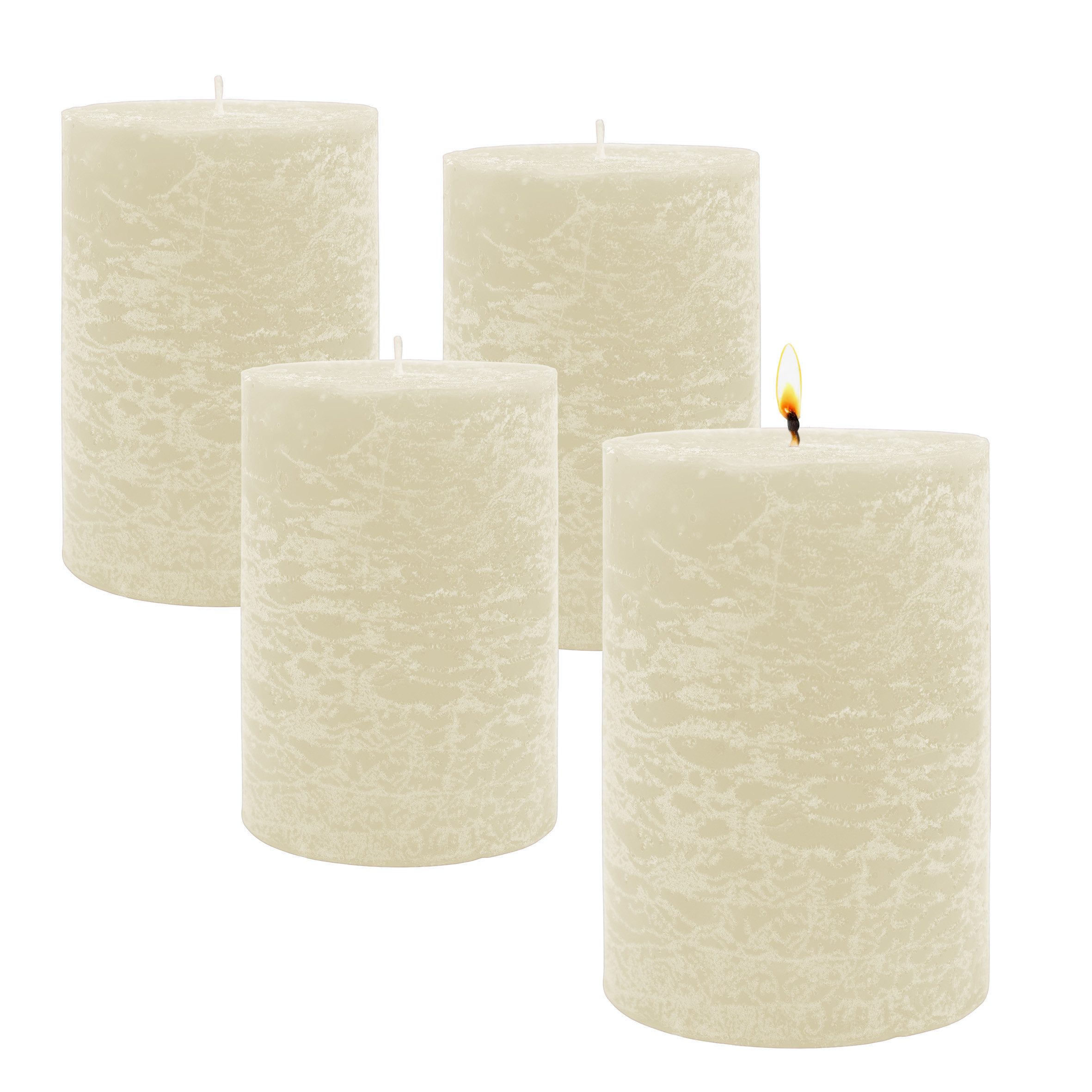 Spetebo Stumpenkerze Echtwachs rustikal 10 x 7 cm champagner - 4er Set (Ana günstig online kaufen
