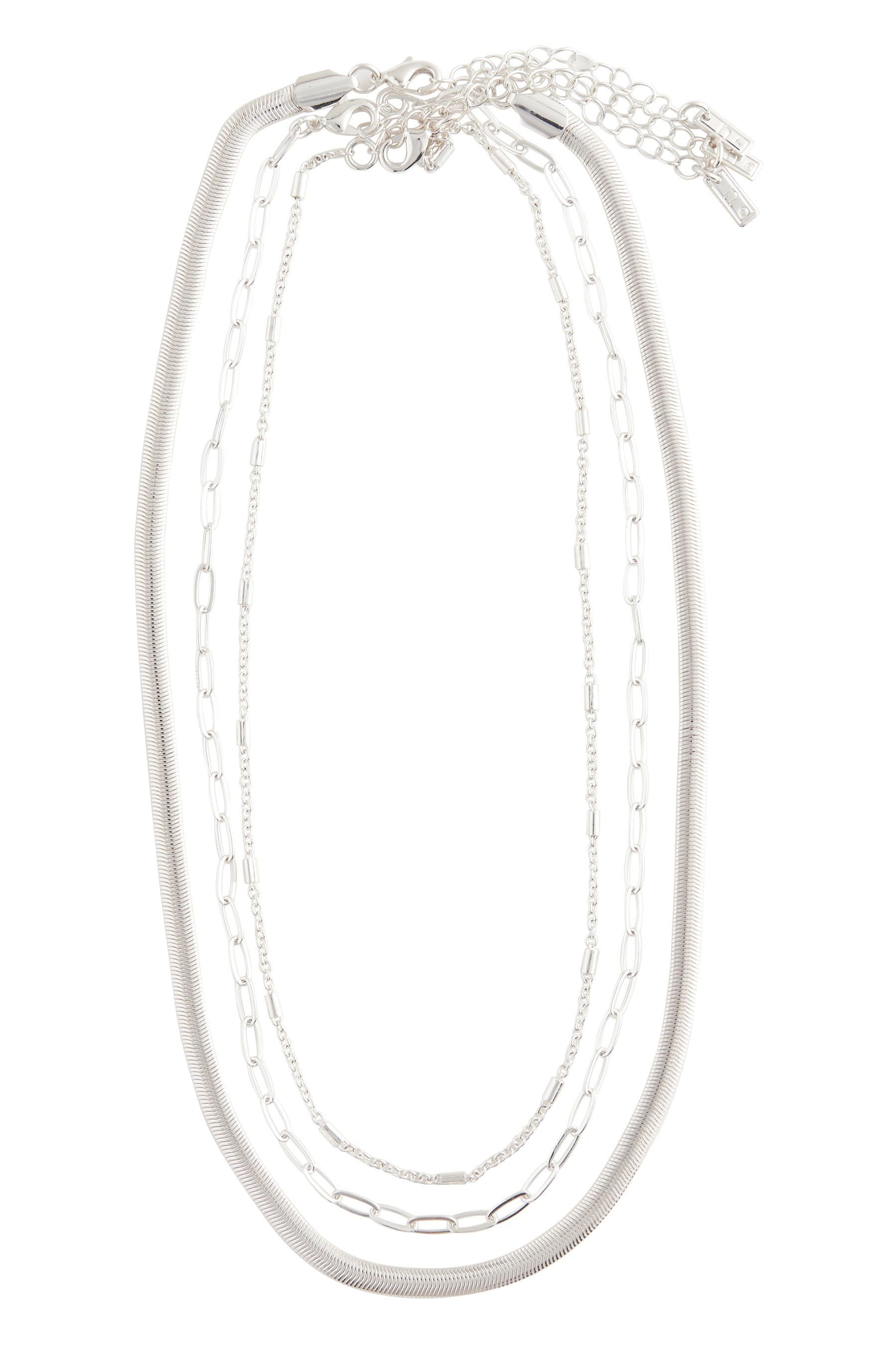 Next Ketten-Set 3-lagige Halskette aus recyceltem Stahl (1-tlg)