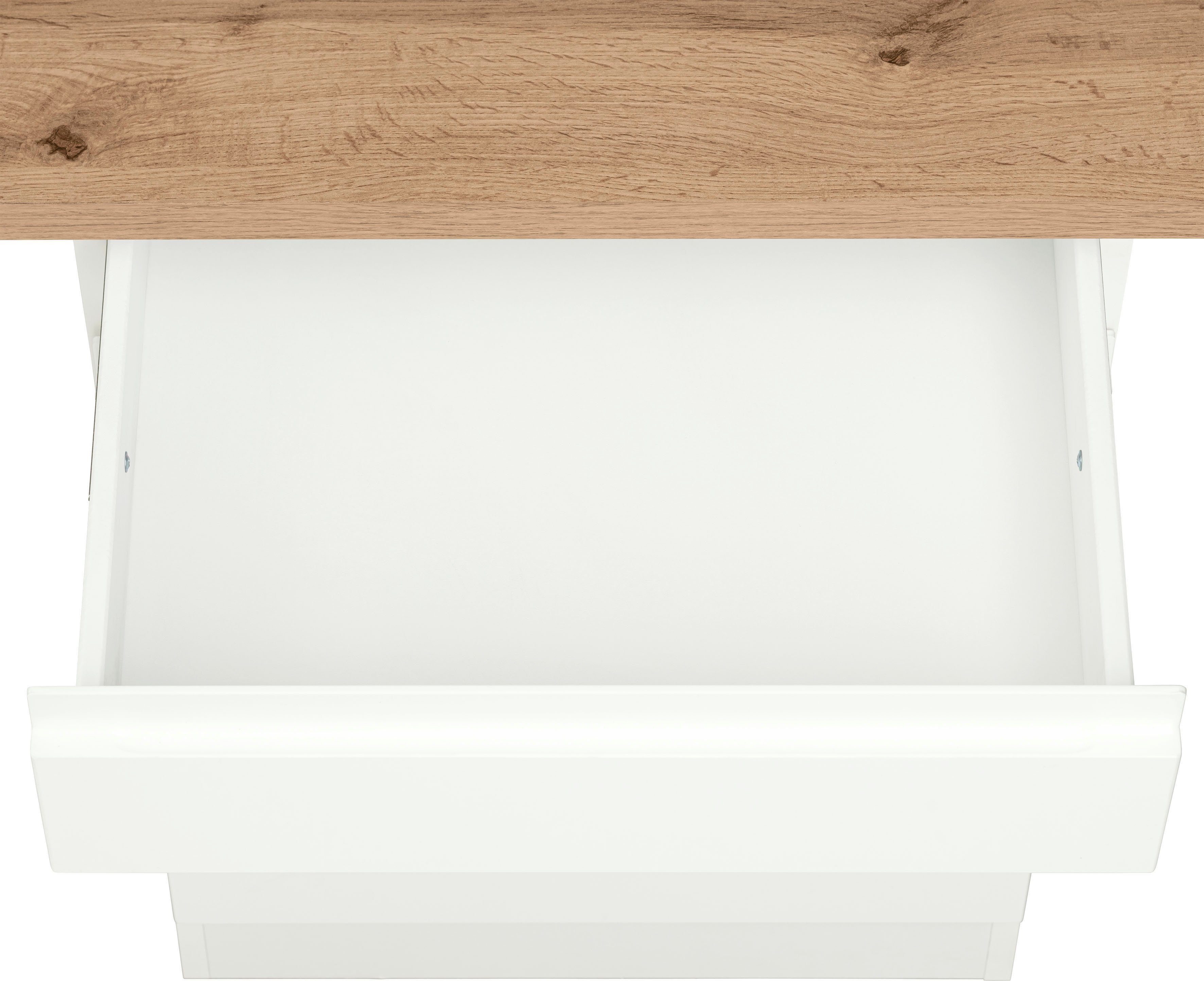 HELD MÖBEL Küche Virginia, Breite 220 cm, Hochglanz wahlweise weiß | E-Geräte ohne mit oder weiß weiß | hochglanz/wotaneiche