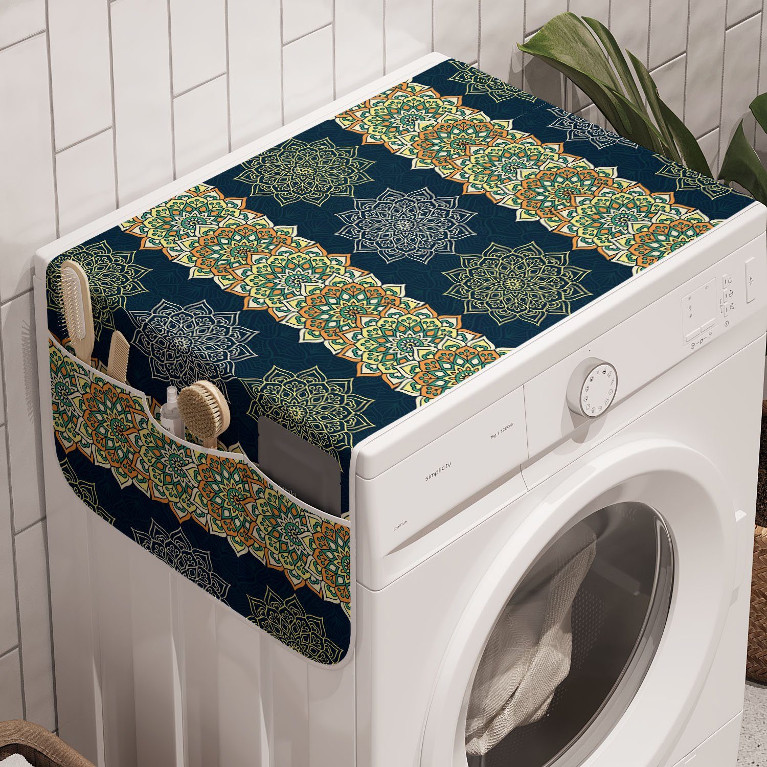 Abakuhaus Badorganizer Anti-Rutsch-Stoffabdeckung für Waschmaschine und Trockner, orientalisch Bohemian marokkanische Motive