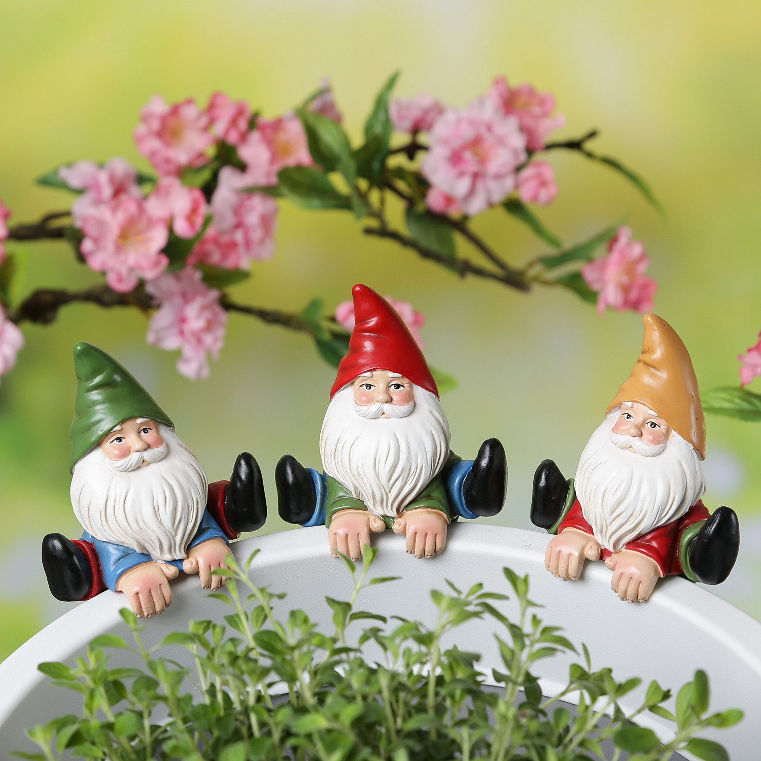 MARELIDA Gartenzwerg lustiger Blumentopfhänger Dekofigur als Topfhänger Gartenfigur H: 10cm, (1 St)
