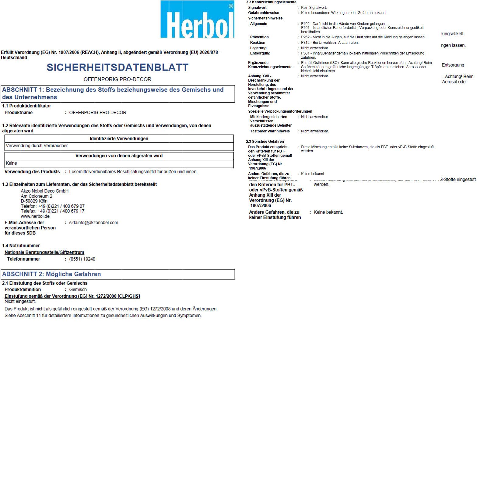 Herbol Lasur Offenporig Pro-Decor - 0.75 Ltr
