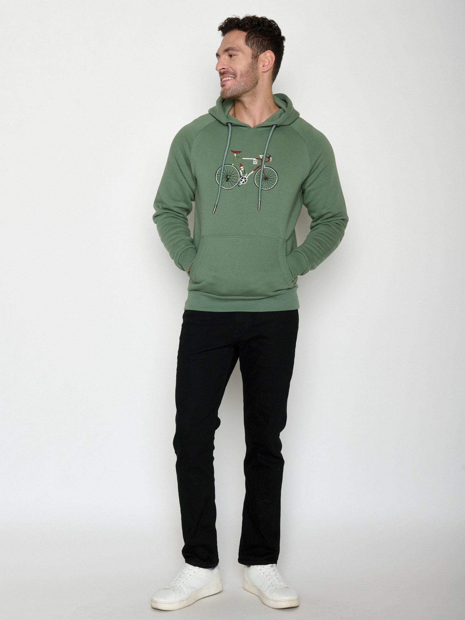 GreenBomb Hoodie Trek Bike Enzo Simple (1) regular geschnitten, aufgesetzte Fronttasche, Raglan Ärmel