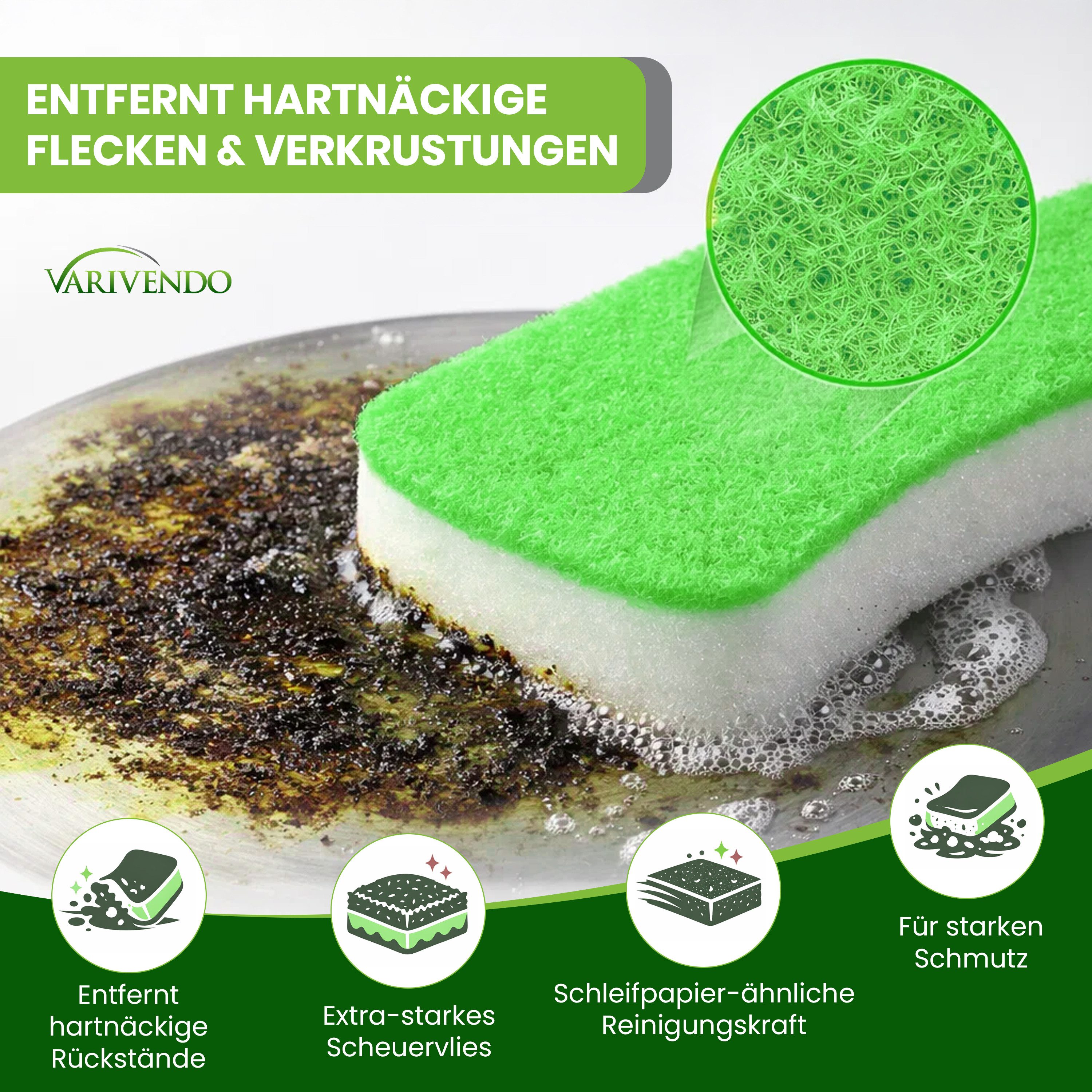 varivendo Scheuerschwamm 4er Set Neon Scheuerschwamm Reinigung Putzschwamm Pink Orange Grün, Topfreiniger Schwamm Reinigungsschwamm Reinigungspad