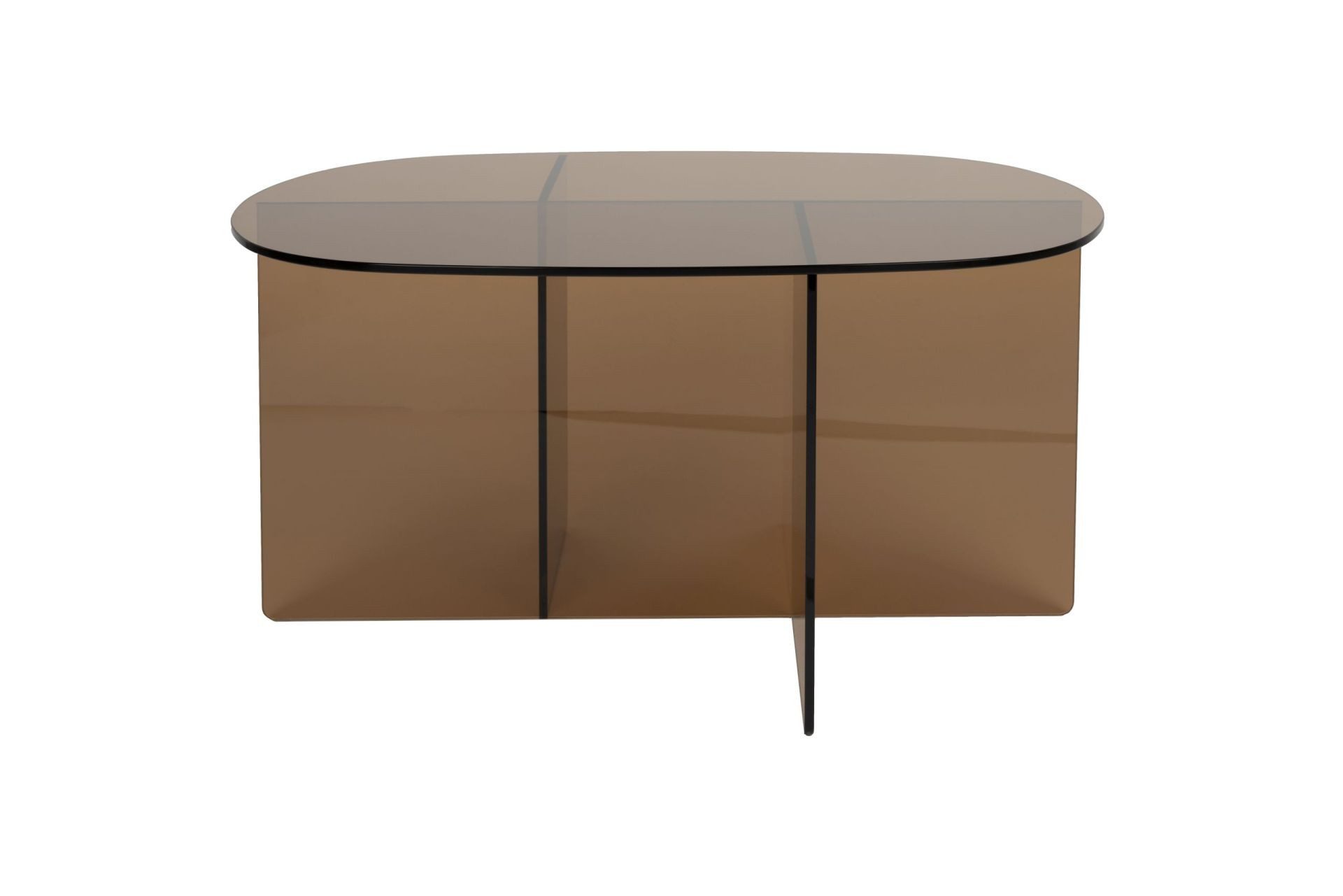 Zuiver Couchtisch Retro Beistelltisch Linea braunes Glas oval