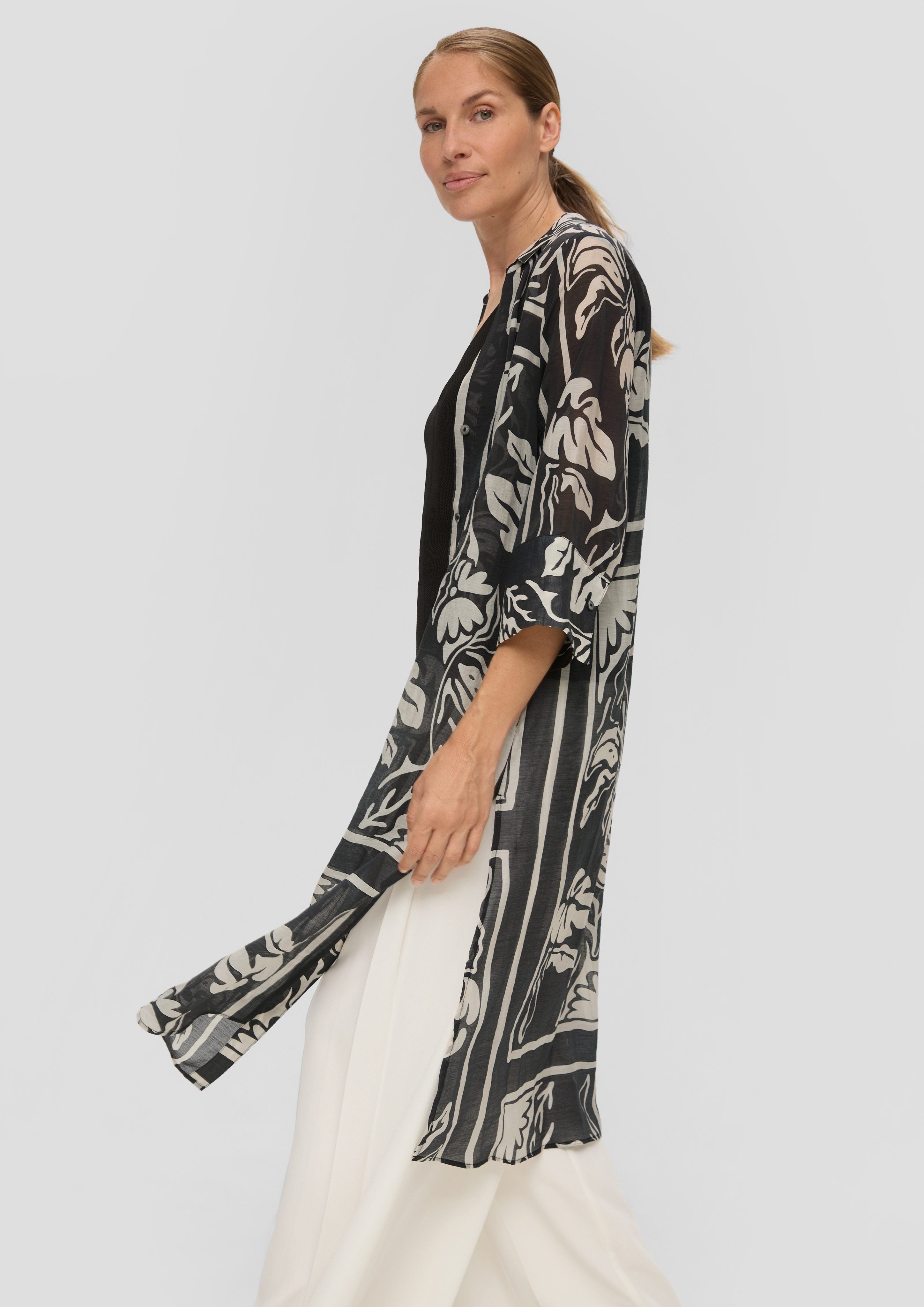 Langarmbluse Leichte Longbluse aus Lyocellmix