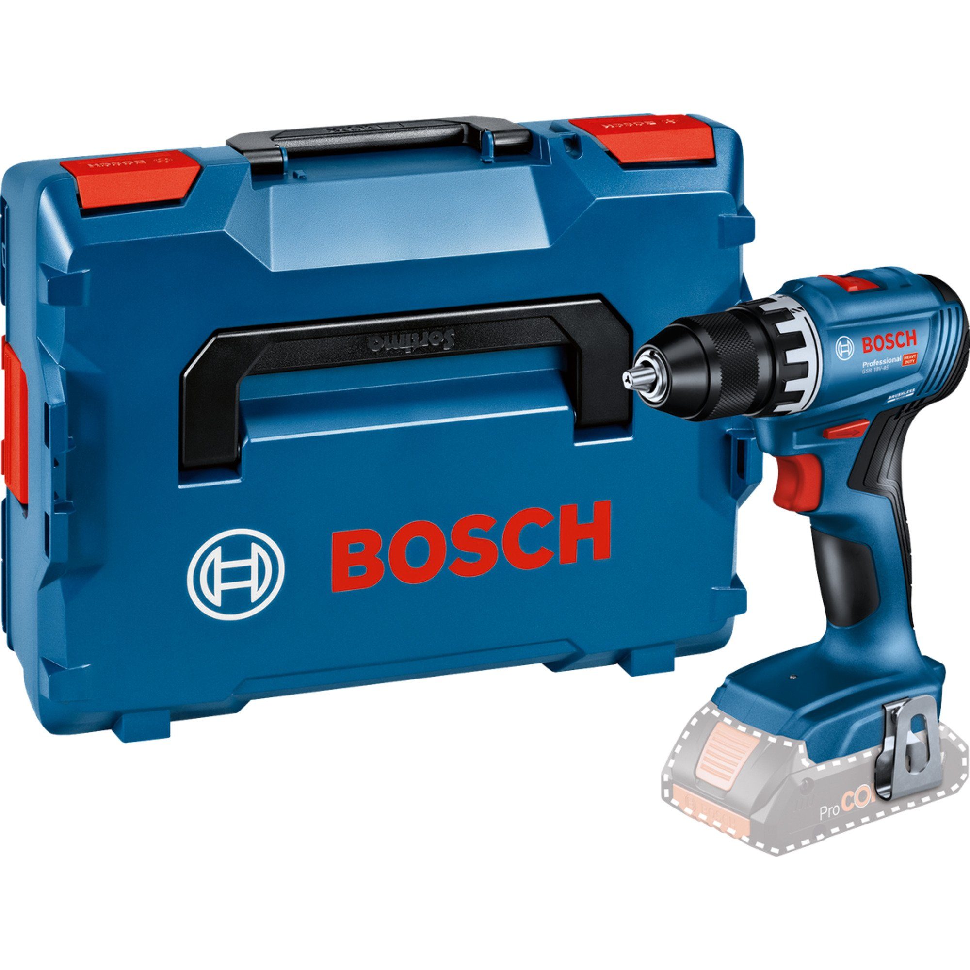 Bosch Professional Akku-Bohrschrauber Bosch Professional Akku-Bohrschrauber GSR 18V-45, 18 V V, (ohne Akku und Ladegerät, in L-BOXX)