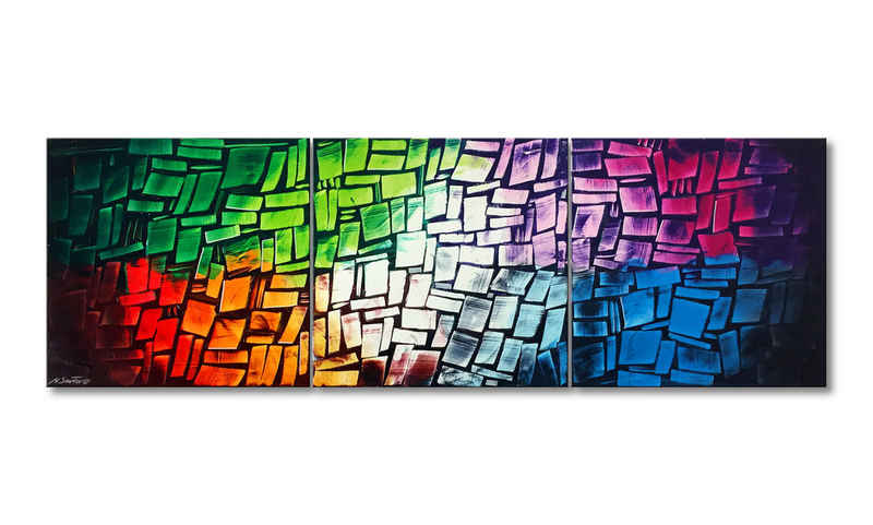 WandbilderXXL XXL-Wandbild Disco Lights 210 x 70 cm, Abstraktes Gemälde, handgemaltes Unikat