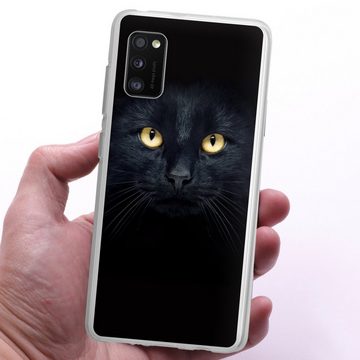 DeinDesign Handyhülle Katze Auge schwarz Tom Cat, Samsung Galaxy A41 Silikon Hülle Bumper Case Handy Schutzhülle