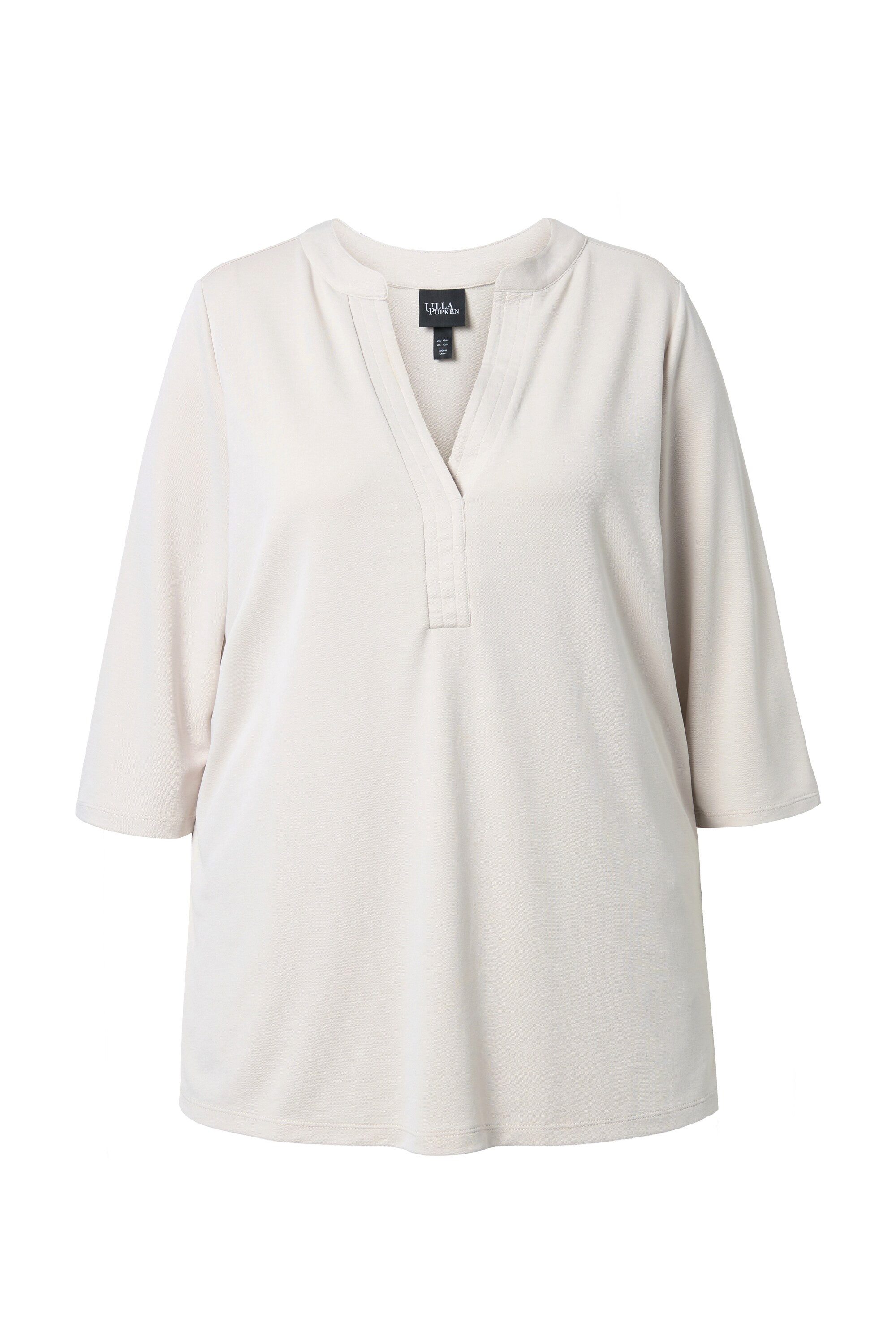 Ulla Popken Longshirt Tunika-Shirt A-Linie Tunika-Ausschnitt 3/4-Arm