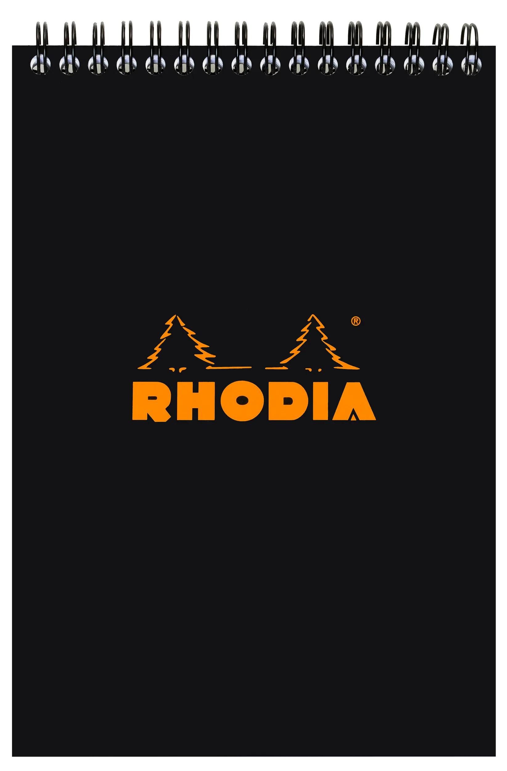 Rhodia Notizheft 5x Spiralblock Notepad A5, 80 Blatt liniert 80g - Schwarz 165019C, Spiralblock