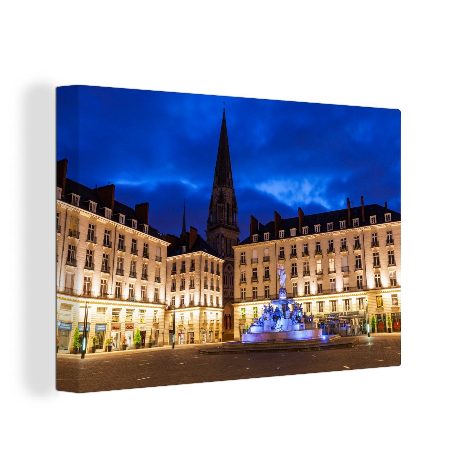 OneMillionCanvasses® Leinwandbild Place Royale in Nantes bei Sonnenaufgang in Frankreich, (1 St), Wandbild Leinwandbilder, Aufhängefertig, Wanddeko, 30x20 cm