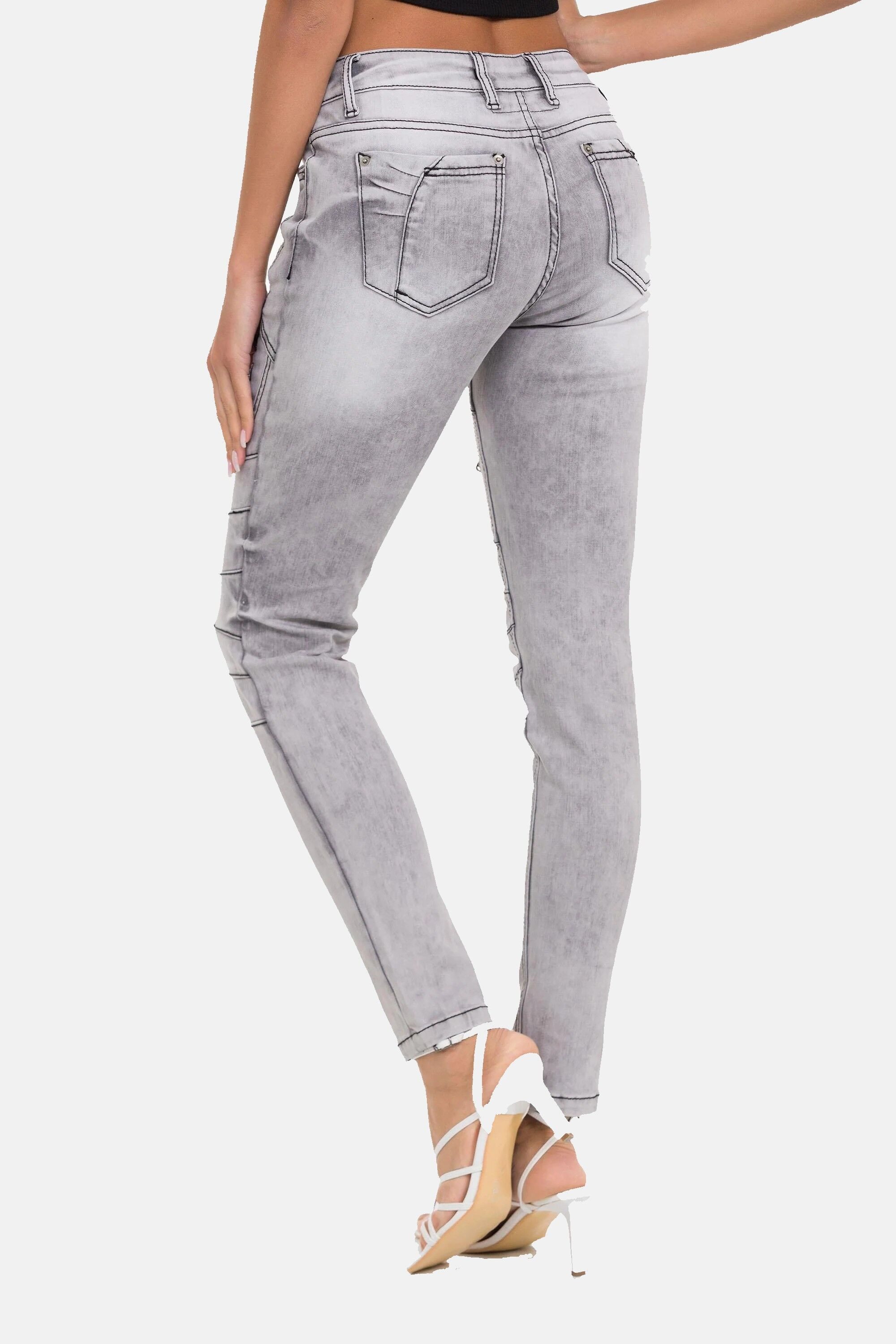 Cipo & Baxx 5-Pocket-Jeans WD501 Auffällige Zipp-Details & Ziernähte