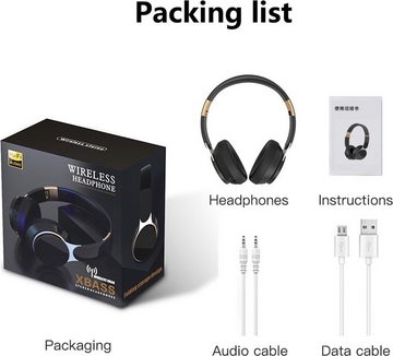 Daskoo Bluetooth 5.0 HiFi kabellos Kopfhörer Stereo Faltbares Over-Ear-Kopfhörer (Geräuschunterdrückung)
