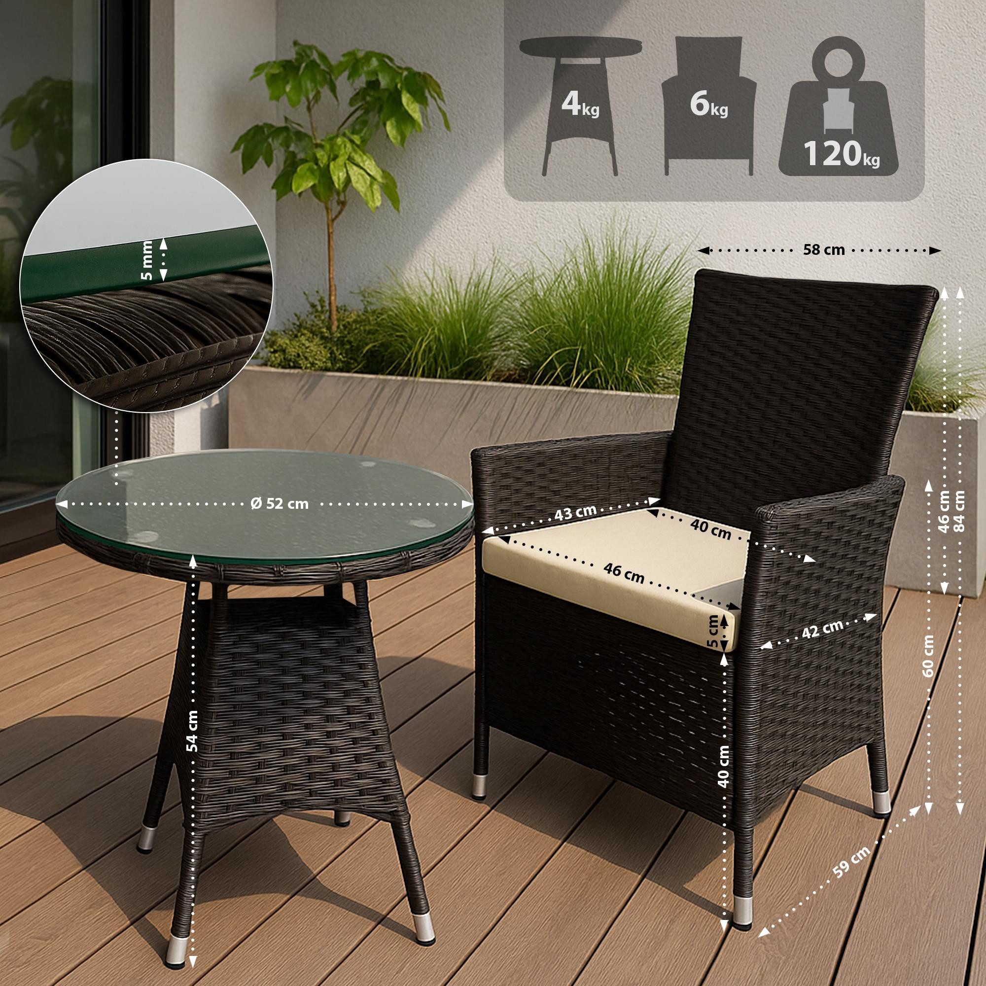 CLP Garten-Essgruppe Gartenmöbel-Set Fireda, 3-teilige Sitzgarnitur, aus PE günstig online kaufen