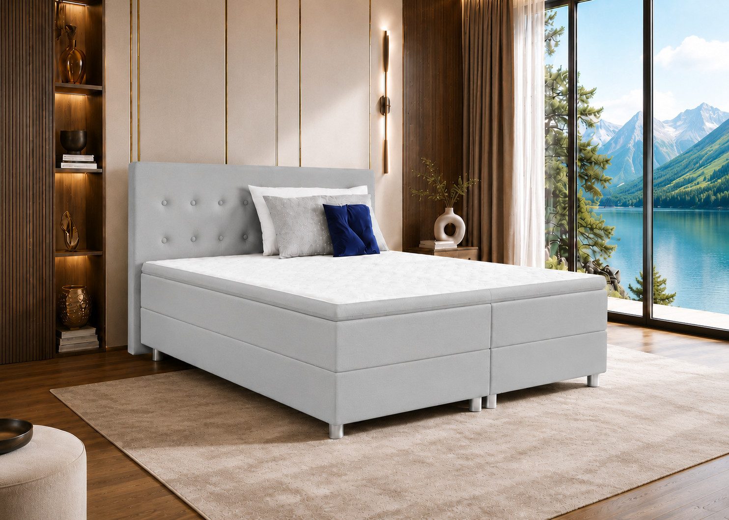 Best for Home Boxspringbett mit gepolstertem Kopfteil, komfortabler Bonnell-Matratze & 5 cm Topper (Boxspringbett-Set mit Matratze und Topper, 1-St., 90x200 120x200 140x200 160x200 180x200 200x200), Handwerksqualität,TOP Preis-Leistungs-Verhältnis