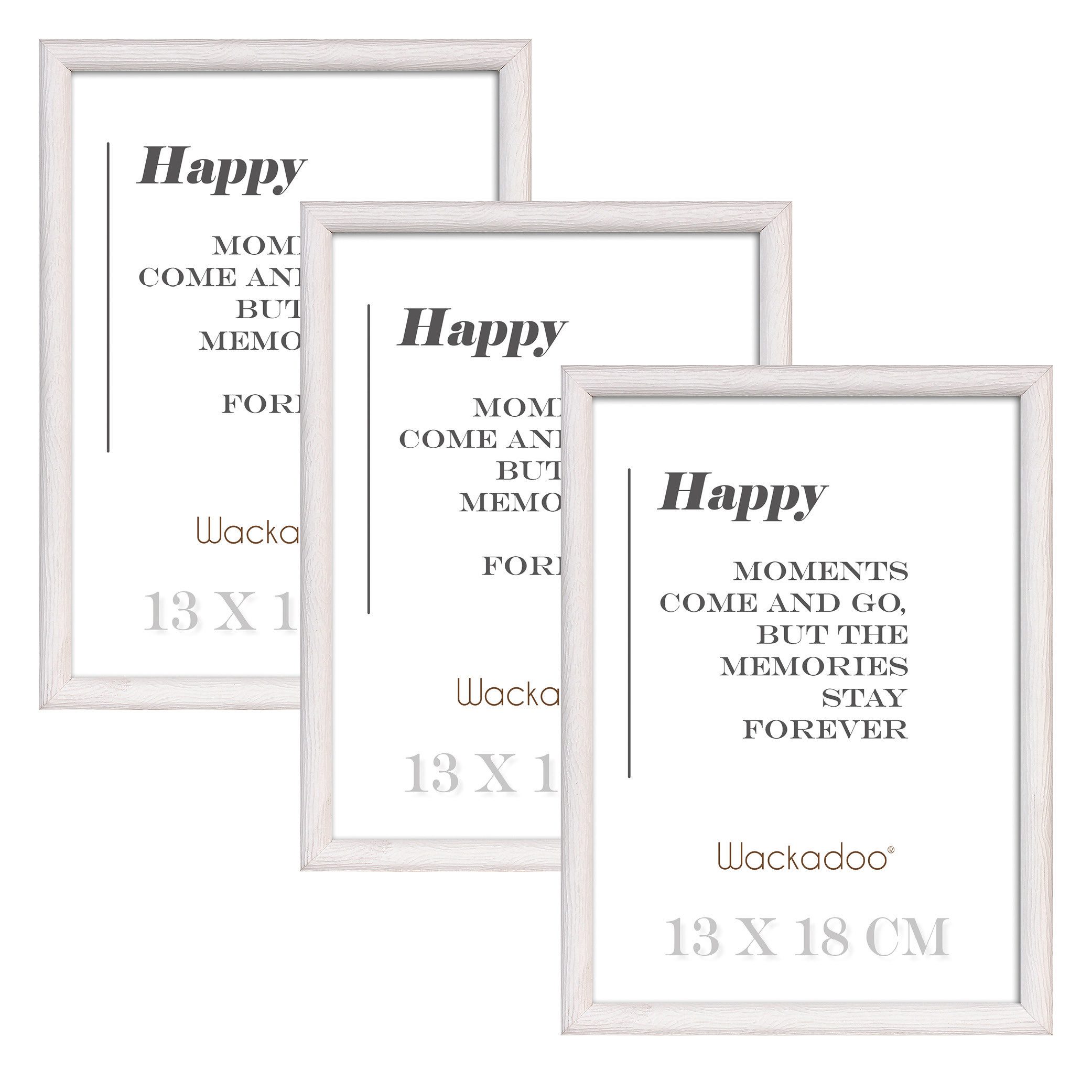 Wackadoo Living Bilderrahmen-Set HAPPY mit Glasscheibe günstig online kaufen