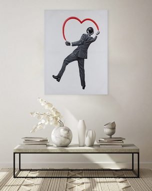 KUNSTLOFT Gemälde Banksy's Man in Love 75x100 cm, Leinwandbild 100% HANDGEMALT Wandbild Wohnzimmer