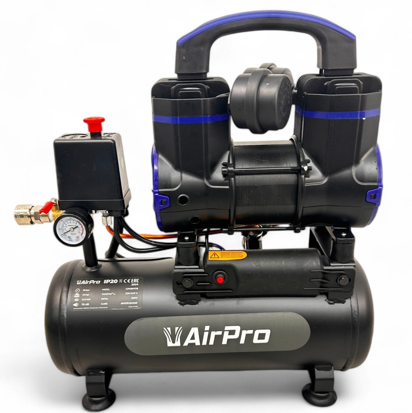 DeTec. Kompressor Ölfreier Luftkompressor 8L – Geräuscharmer Kompressor 1,2 PS, 900 W, Wartungsfrei & Kompakt