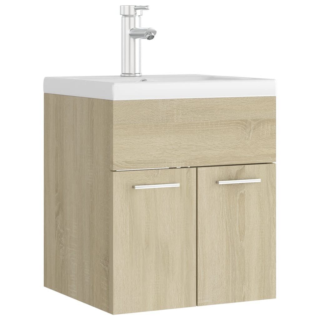 Sonoma-Eiche (1-St) Holzwerkstoff Waschbeckenunterschrank vidaXL Badezimmerspiegelschrank Einbaubecken Sonoma Eiche