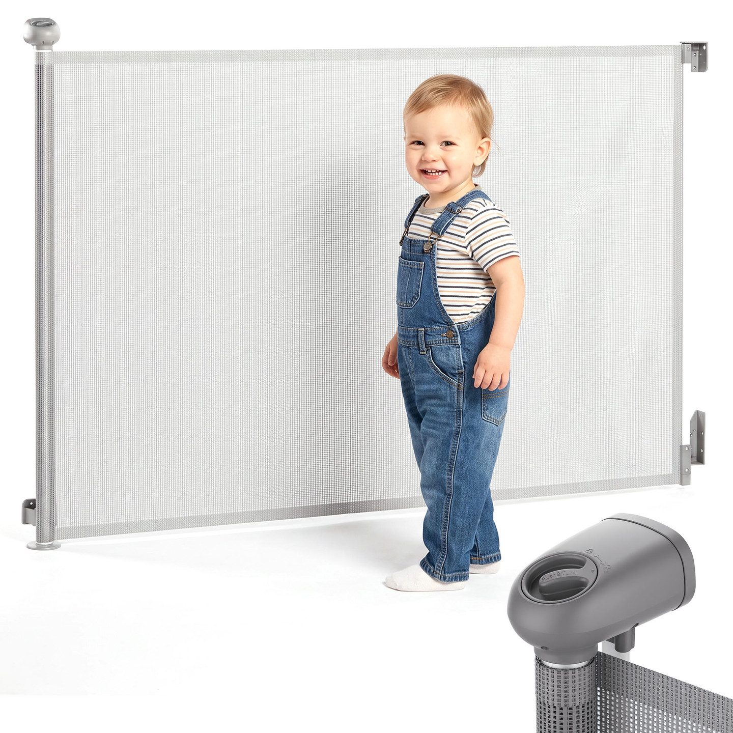Moby-System Sicherheitsbügel Moby-System Treppenschutzgitter 140 cm ausziehbar Grau Press & Turn