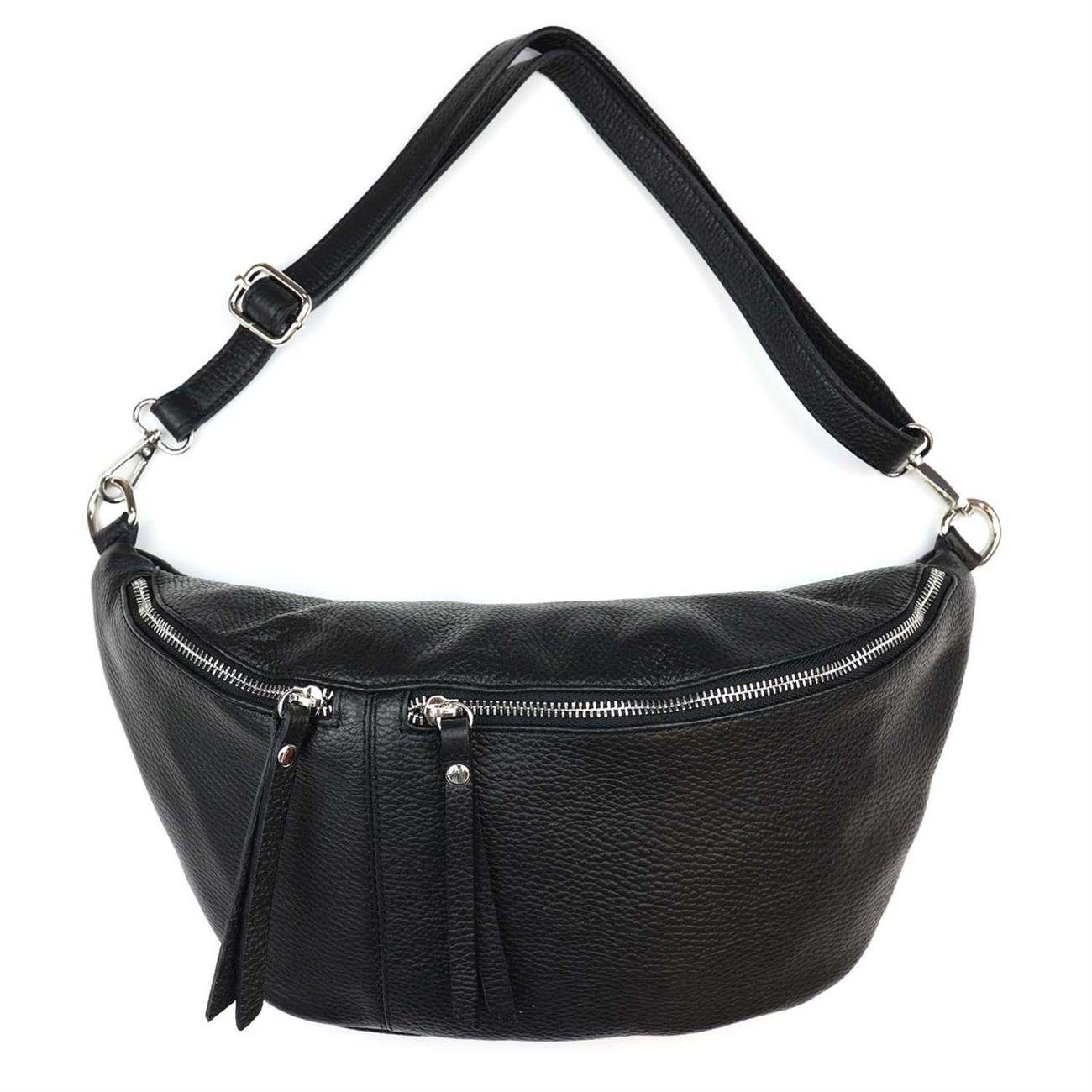 ITALYSHOP24 Schultertasche Damen Leder Tasche CrossBody Brusttasche BodyBag, als CrossOver, Umhängetasche, Hüfttasche