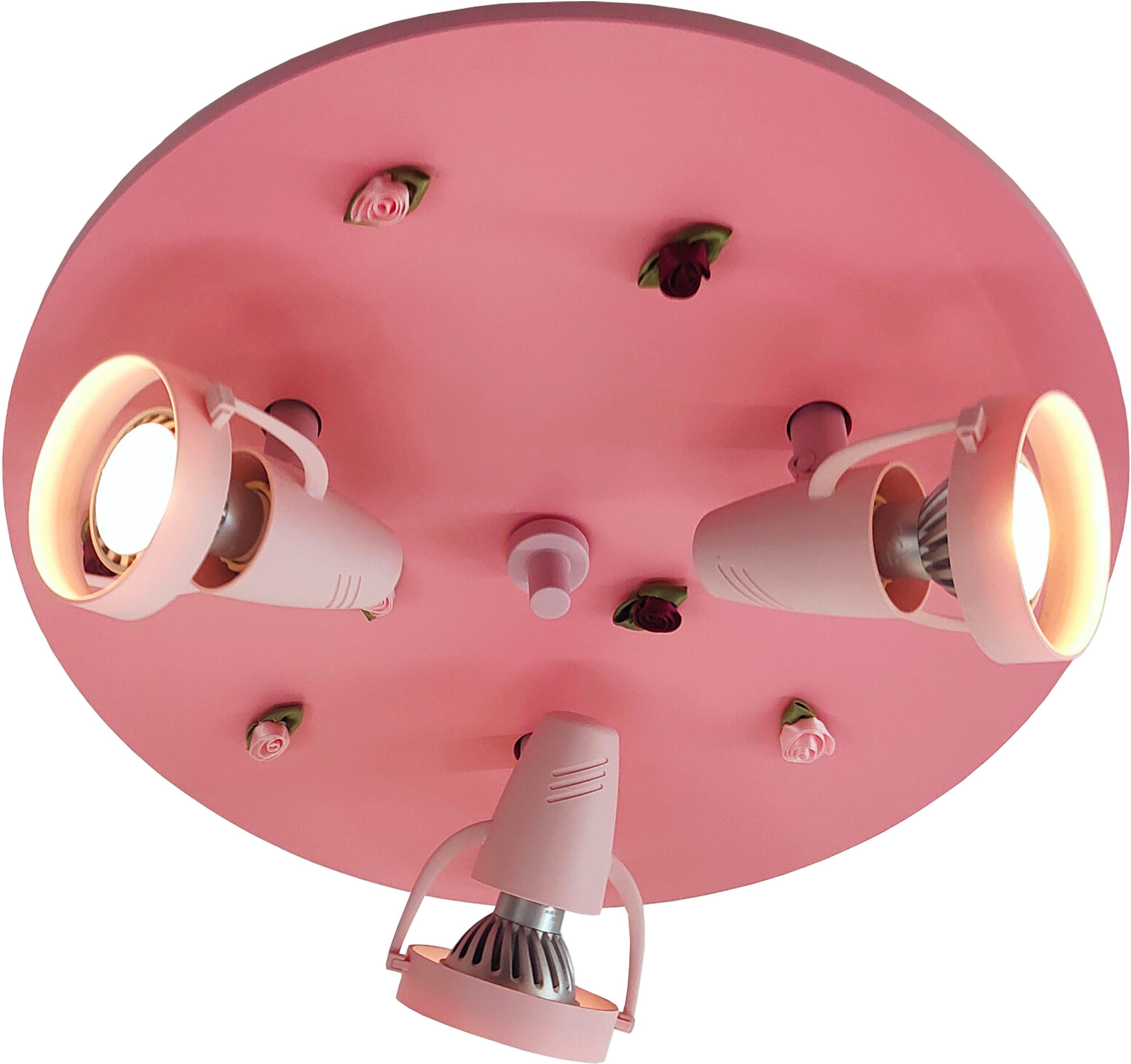 niermann Deckenleuchte Kinderlampe mit Motiv "Röschen", Strahler für Kinderzimmer, ohne Leuchtmittel, 3 schwenk- und drehbare Strahler, Made in Germany