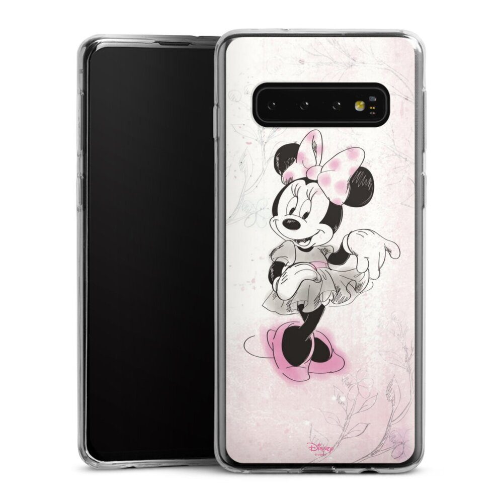 DeinDesign Handyhülle Minnie Mouse Disney Vintage Minnie Watercolor, Samsung Galaxy S10 Slim Case Silikon Hülle Ultra Dünn Schutzhülle