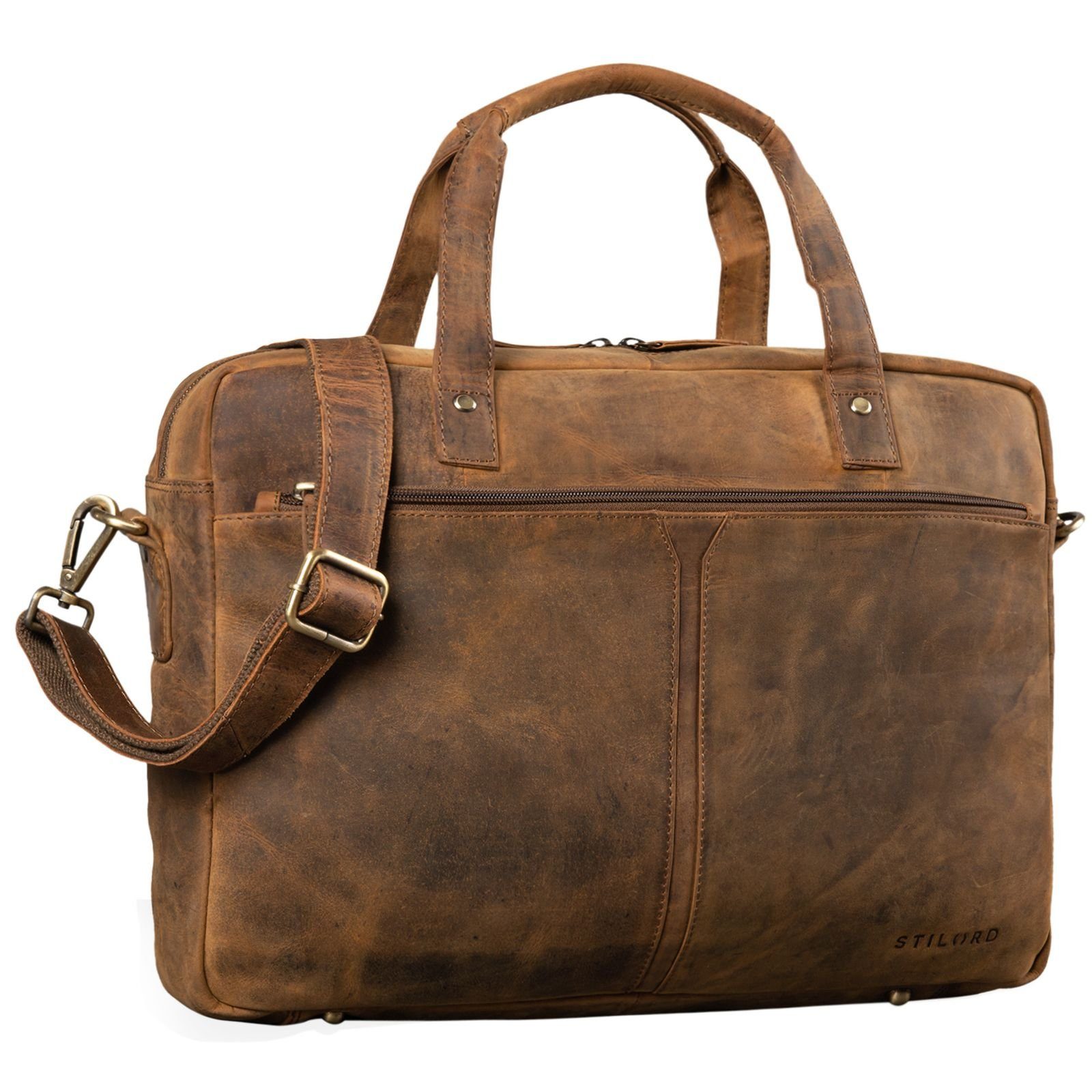 STILORD Laptoptasche "Geralt" Vintage Ledertasche zum Umhängen