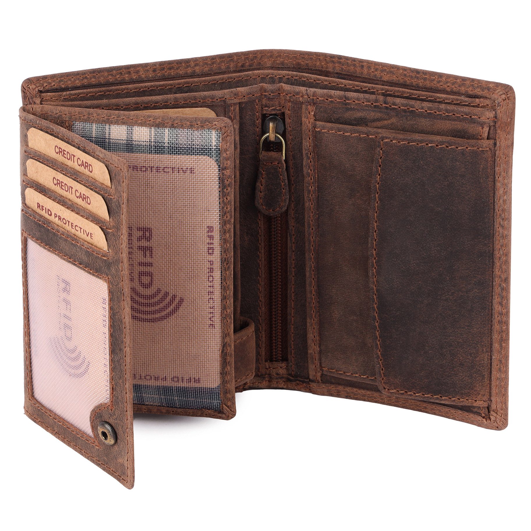 Geldbörse Herren Echt Leder Portemonnaie RFID Männer Geldbeutel Vintage Slim