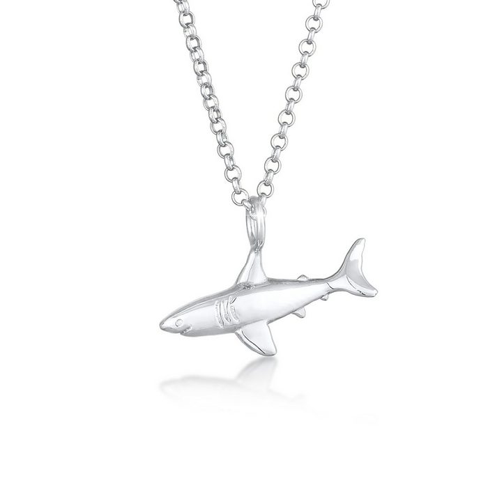 Elli Kette mit Anhänger Haifisch Hai Erbskette Tier Symbol 925 Silber Fisch