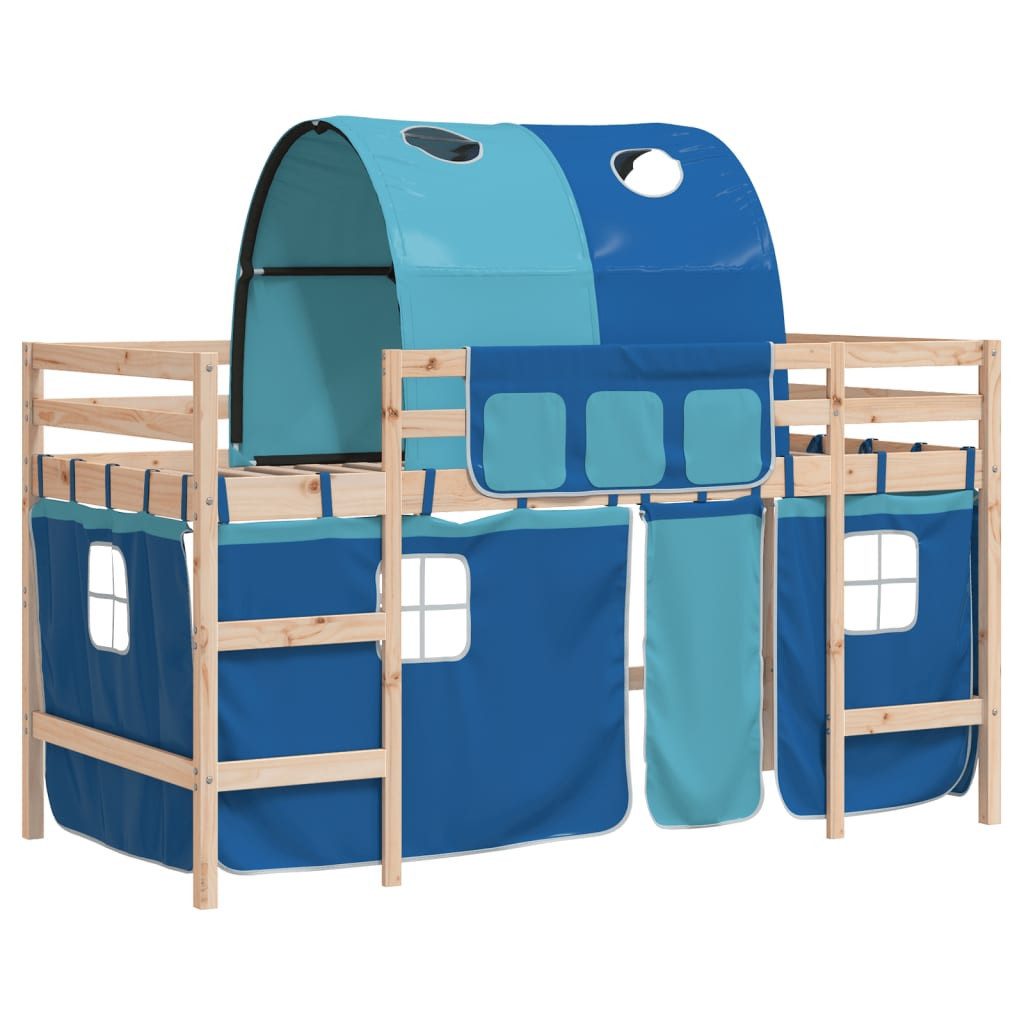 vidaXL Bett Kinderhochbett mit Tunnel Blau günstig online kaufen