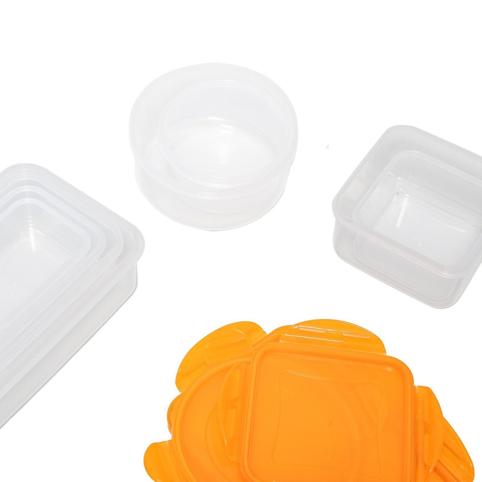 Plentyfy Frischhaltedose - (Set, Deckel Kunststoff, orange mit Vorratsdosen Frischesystem 16, 16-tlg), Set Frischhaltedose