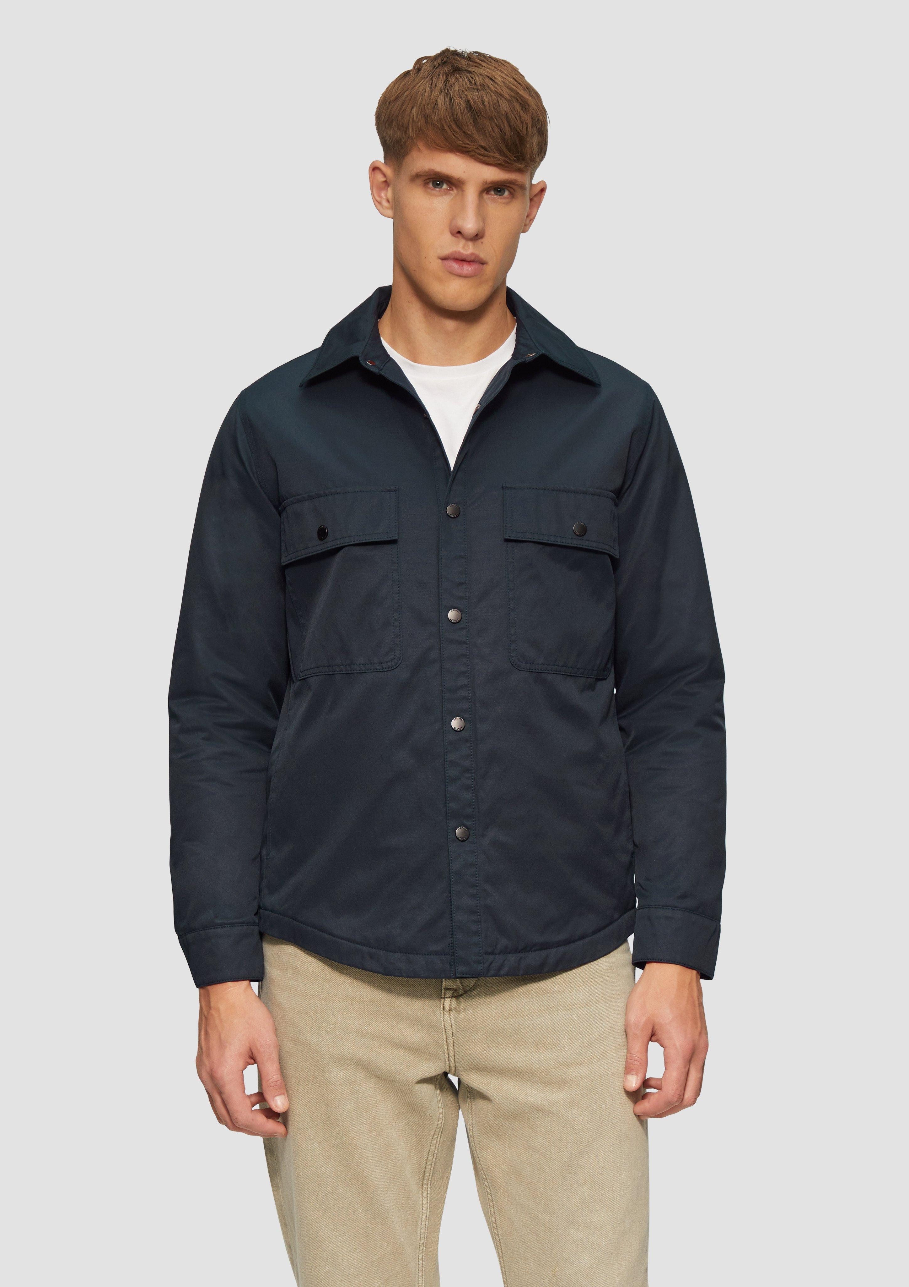 s.Oliver Allwetterjacke Gefüttertes Twill-Overshirt mit Brusttaschen Artwork