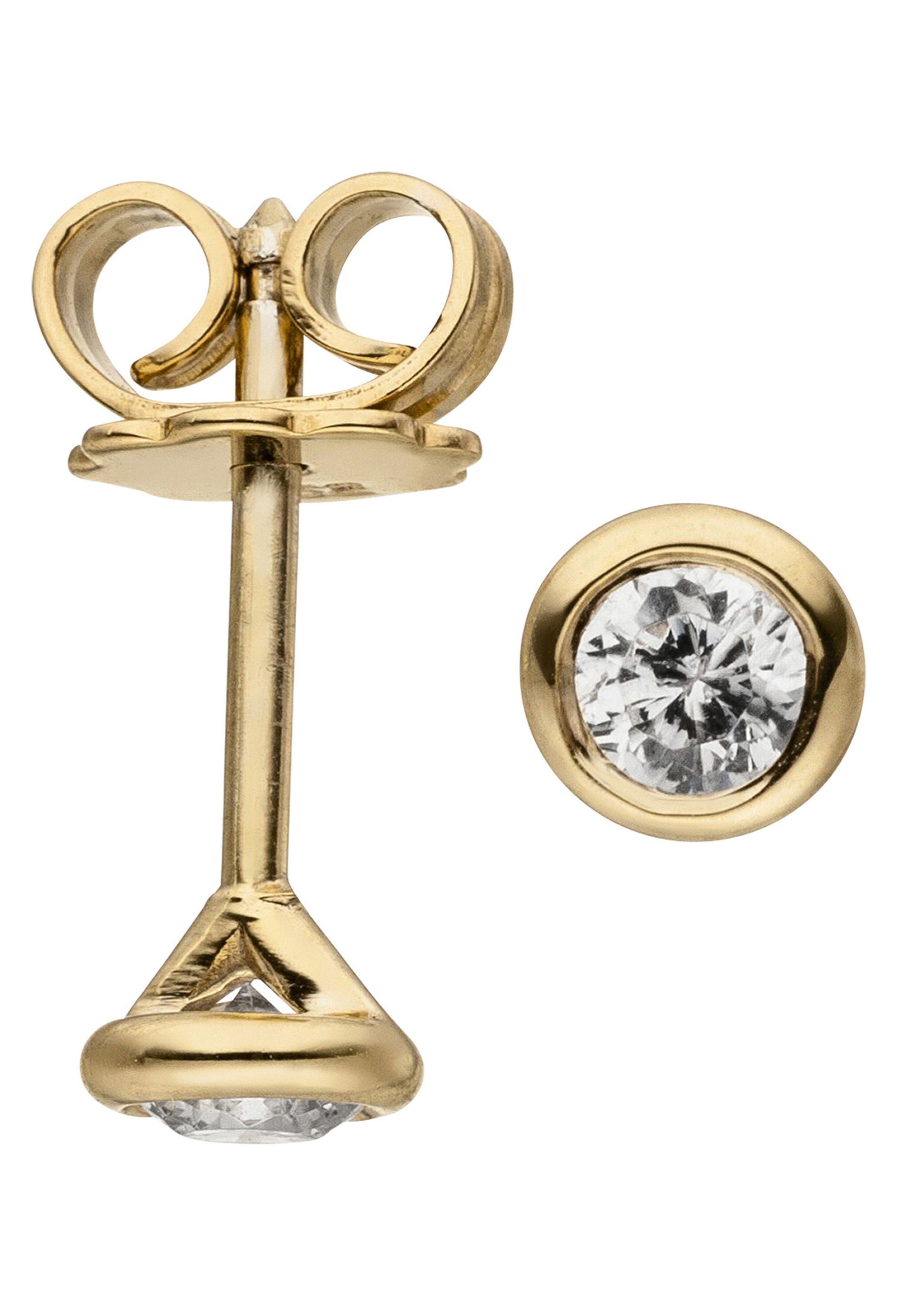 Paar Ohrstecker Ohrringe Solitär Diamanten Brillanten 0,14 ct.