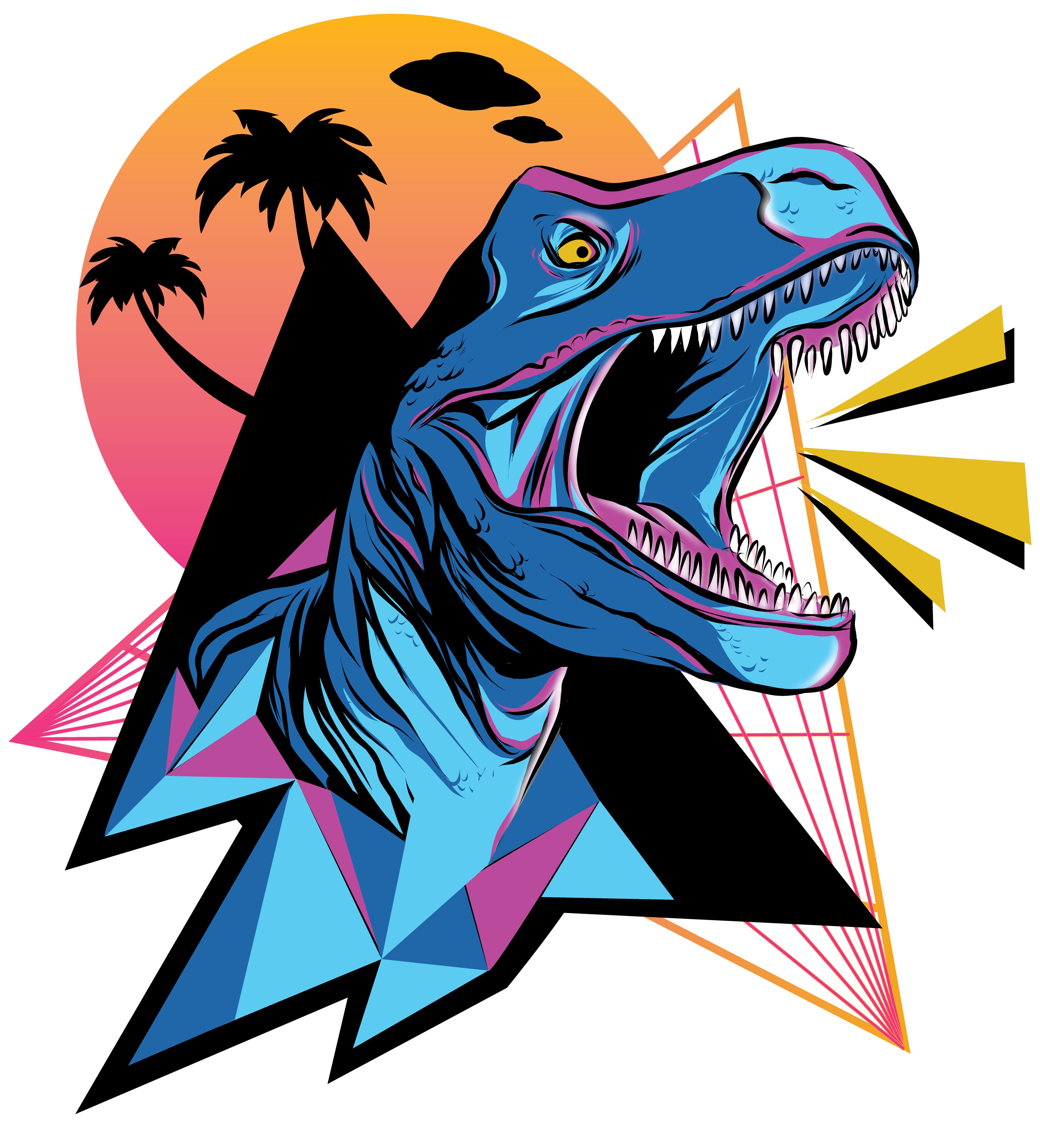 MyDesign24 Print-Shirt bedrucktes Kinder T-Shirt Neon T-Rex Baumwollshirt mit Dino i98