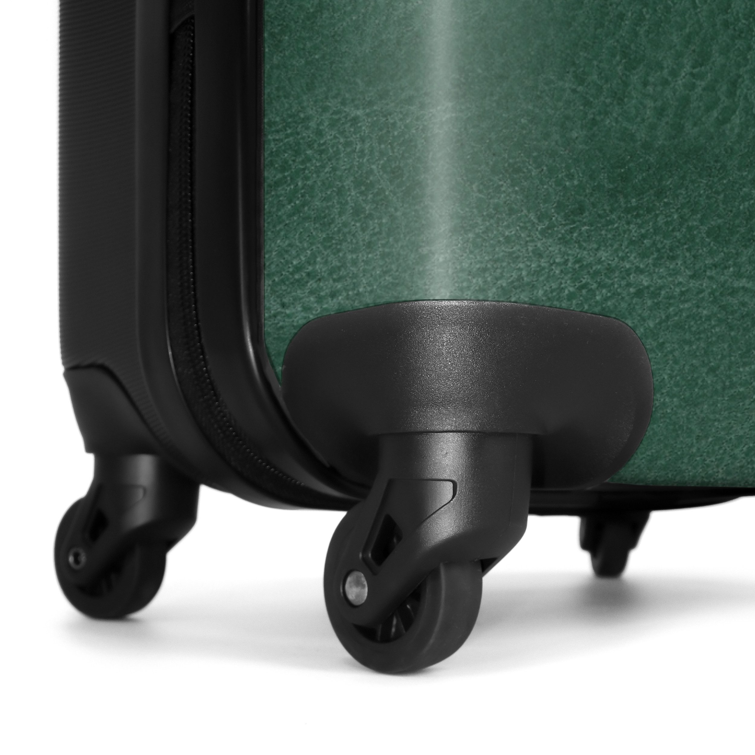 NoBoringSuitcases.com© Hartschalen-Trolley Lederoptik mittelgrün 55x35x20cm, 4 Rollen, Reisetasche mit Rollen, Koffer Handgepäck Flugzeug